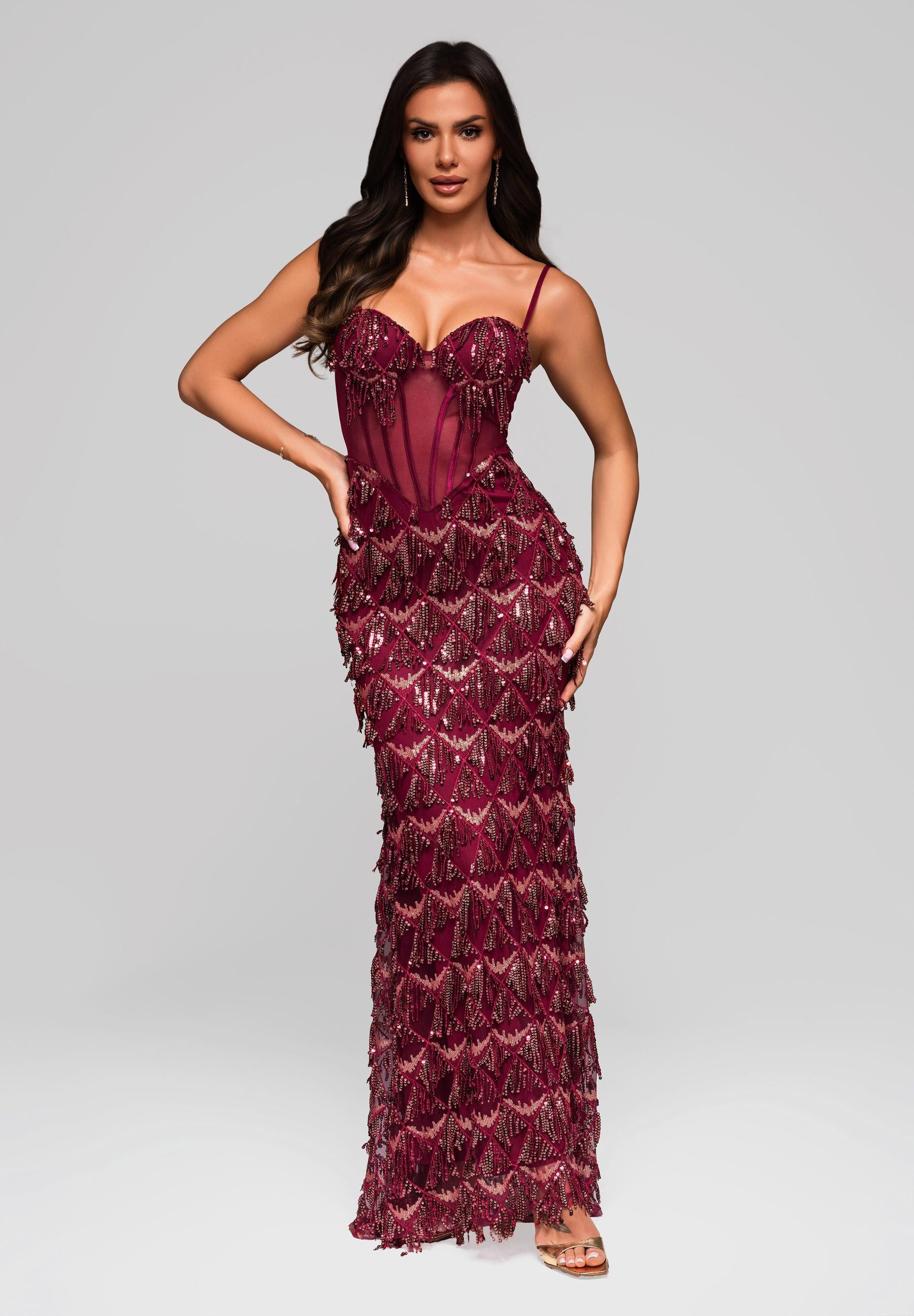 OMBRE Abendkleid Glanzvolles Abendkleid mit Pailletten – Bild 5 von 5