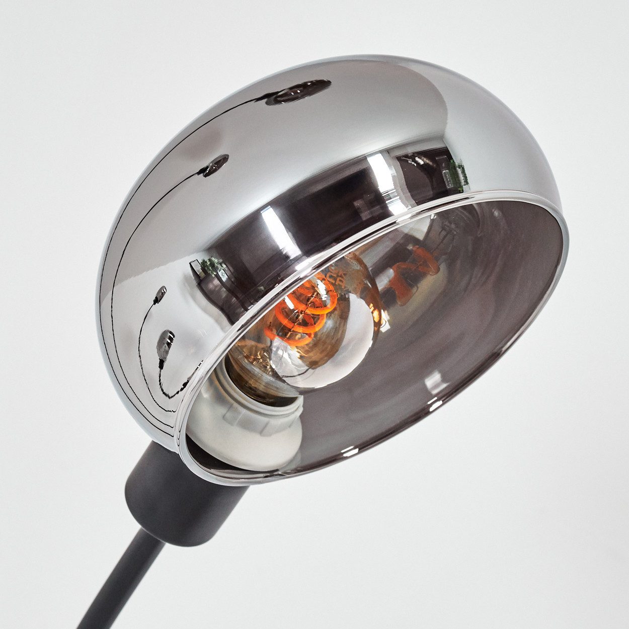 hofstein Stehlampe Stehlampe aus Metall in Schwarz/Chrom/Rauch im Retro/Vintage-Design, verstellbare Stehleuchte mit Marmorfuß und Schalter am Gehäuse, E14