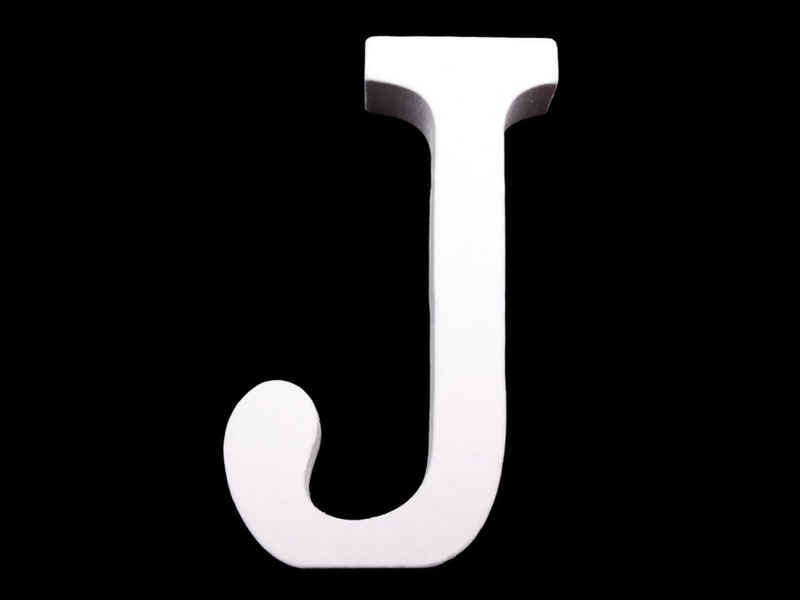 maDDma Deko-Buchstaben 3D Holzbuchstabe 8 cm, weiß, Einzelbuchstabe "J"