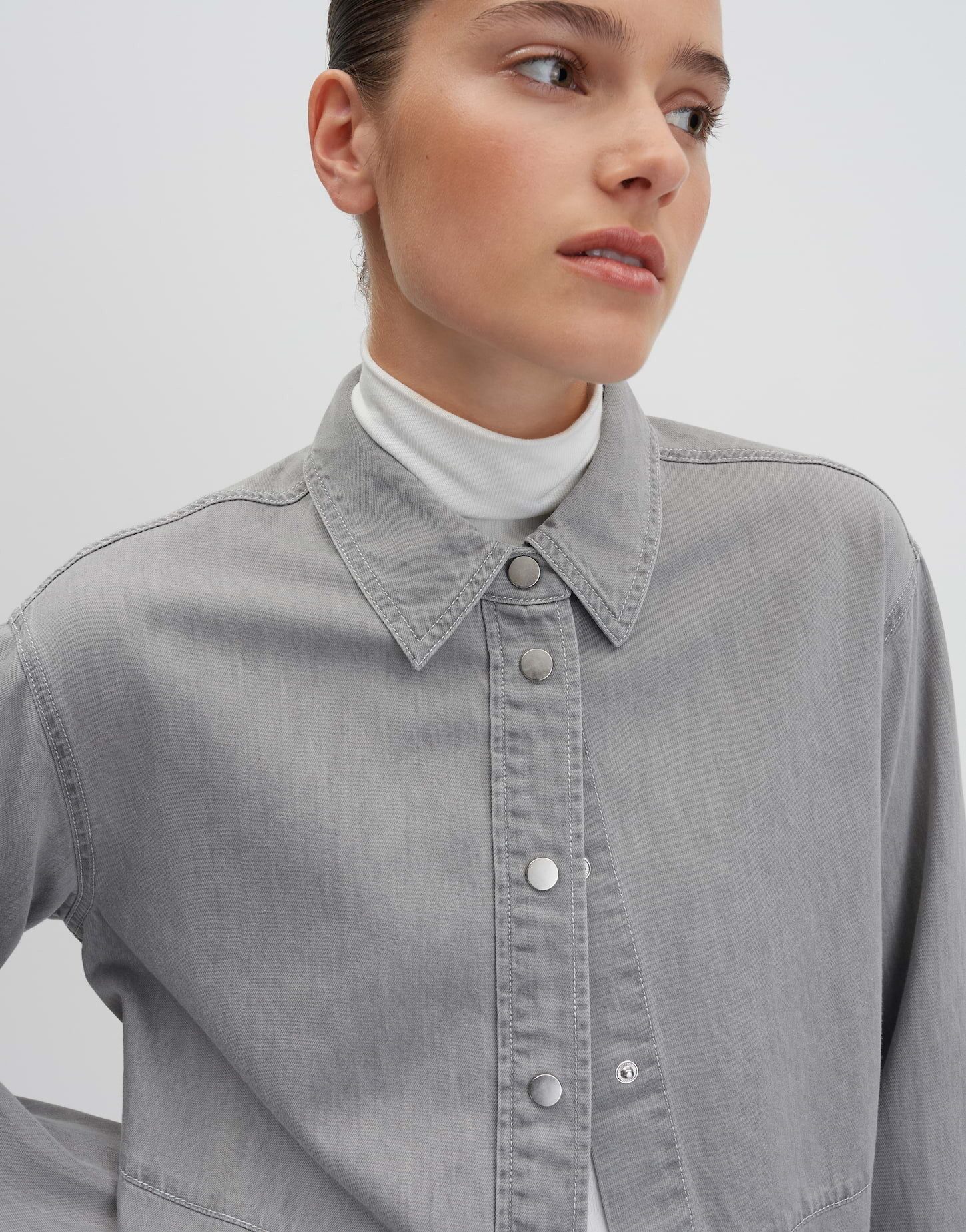 someday Jeansbluse Zapira bold Leichter Denim mit authentischer Waschung und Kellerfalte hinten