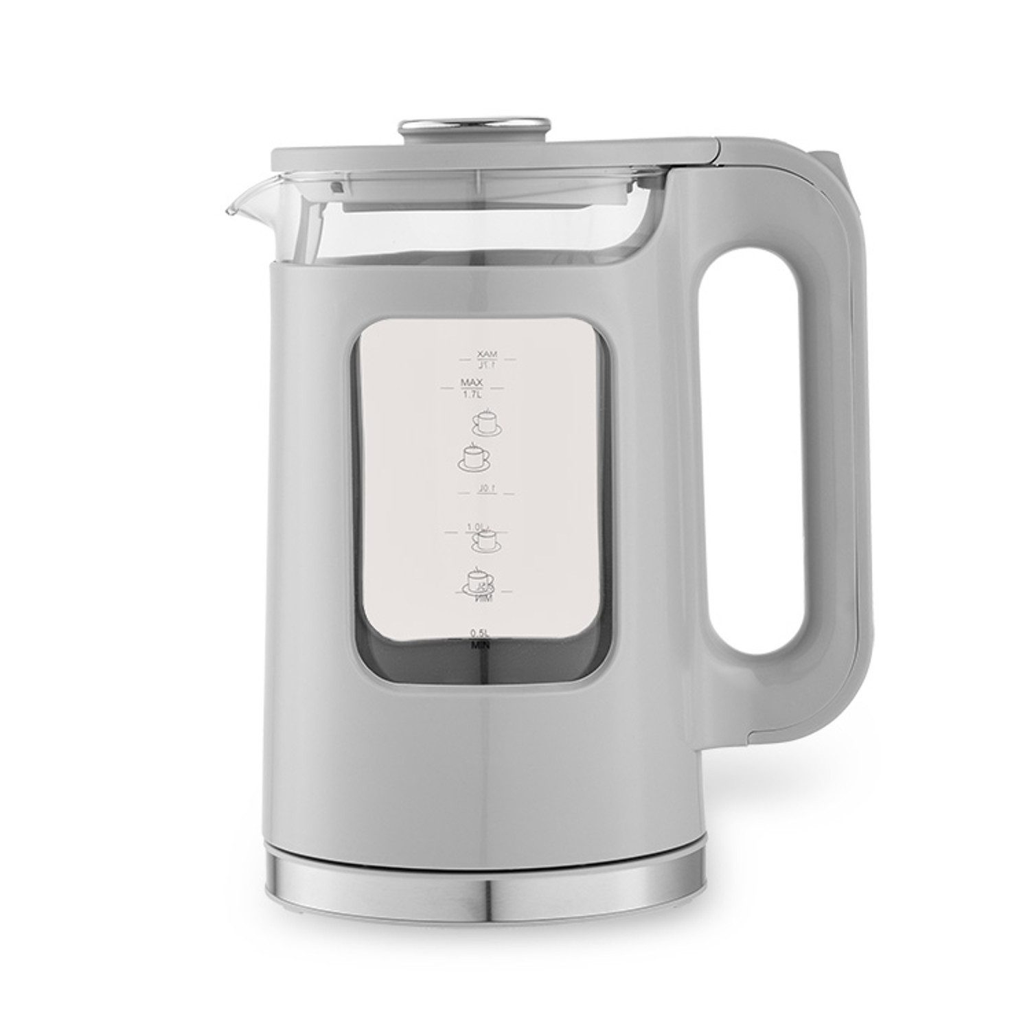 Feel Maestro Wasserkocher Elektrischer Glas-Wasserkocher mit LED-Anzeige 1,7L, 1,7 l, 2200 W, Wasserstandsanzeige, LED-Beleuchtung, drehbarer Sockel