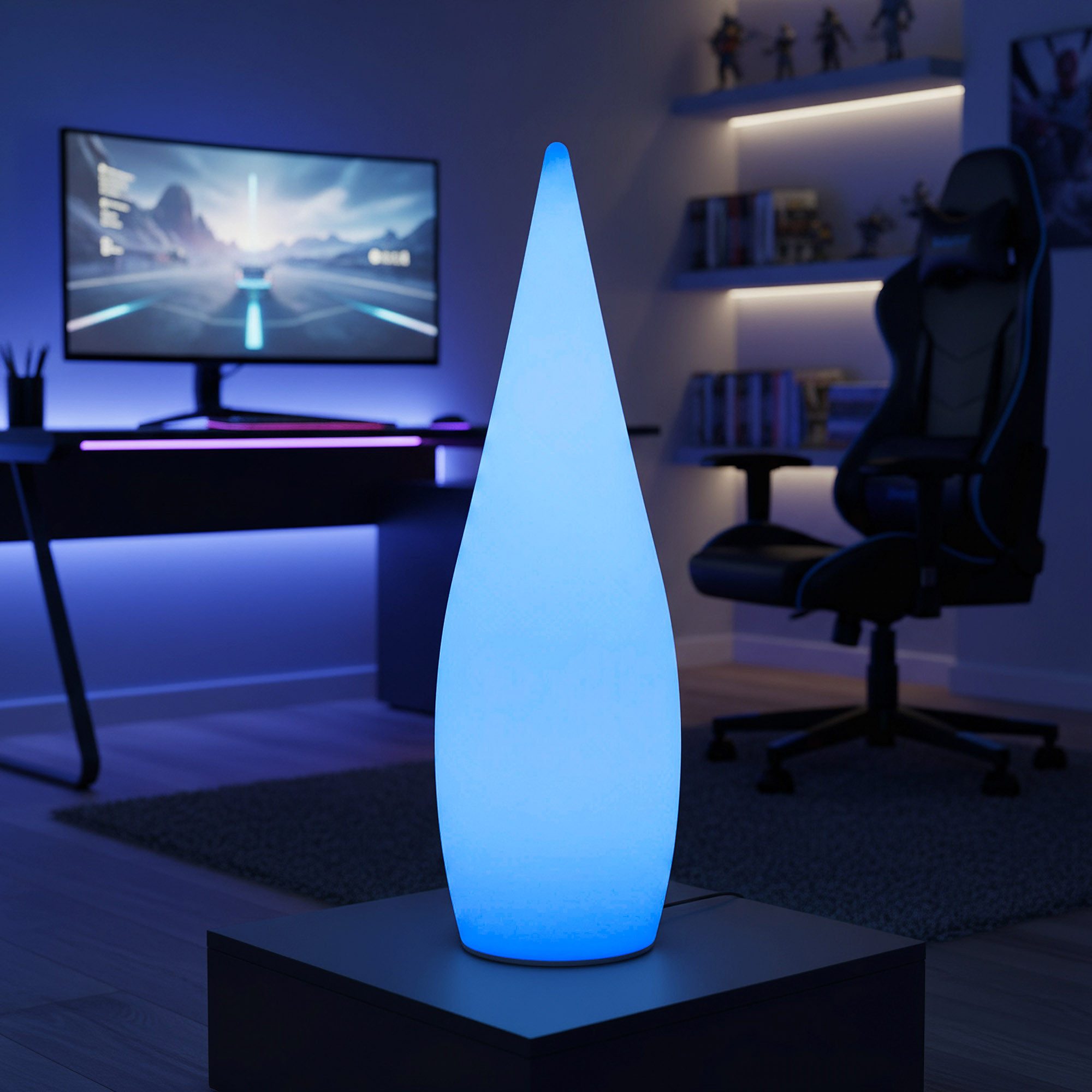 Arnusa LED Stehlampe Moderne Lampe mit Farbwechsel und Fernbedienung RGB Akku kabellos, Farbwechsel, LED fest integriert, 16 Leuchtfarben und 4 Farbwechselprogr – Bild 3 von 5