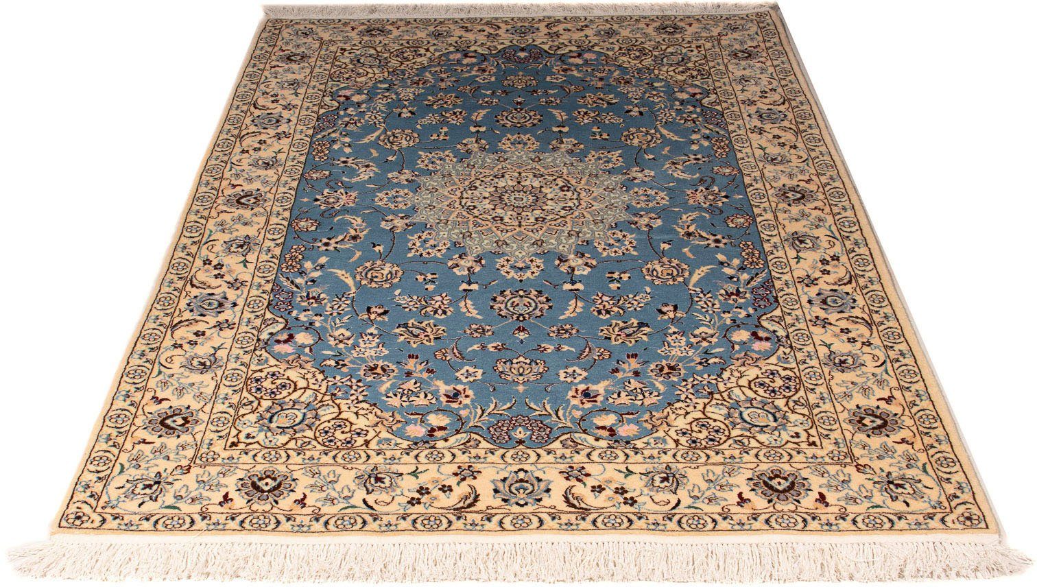 Orientteppich Perser - Nain - Premium - 178 x 120 cm - hellblau, morgenland, rechteckig, Höhe: 6 mm, Wohnzimmer, Handgeknüpft, Einzelstück mit Zertifikat