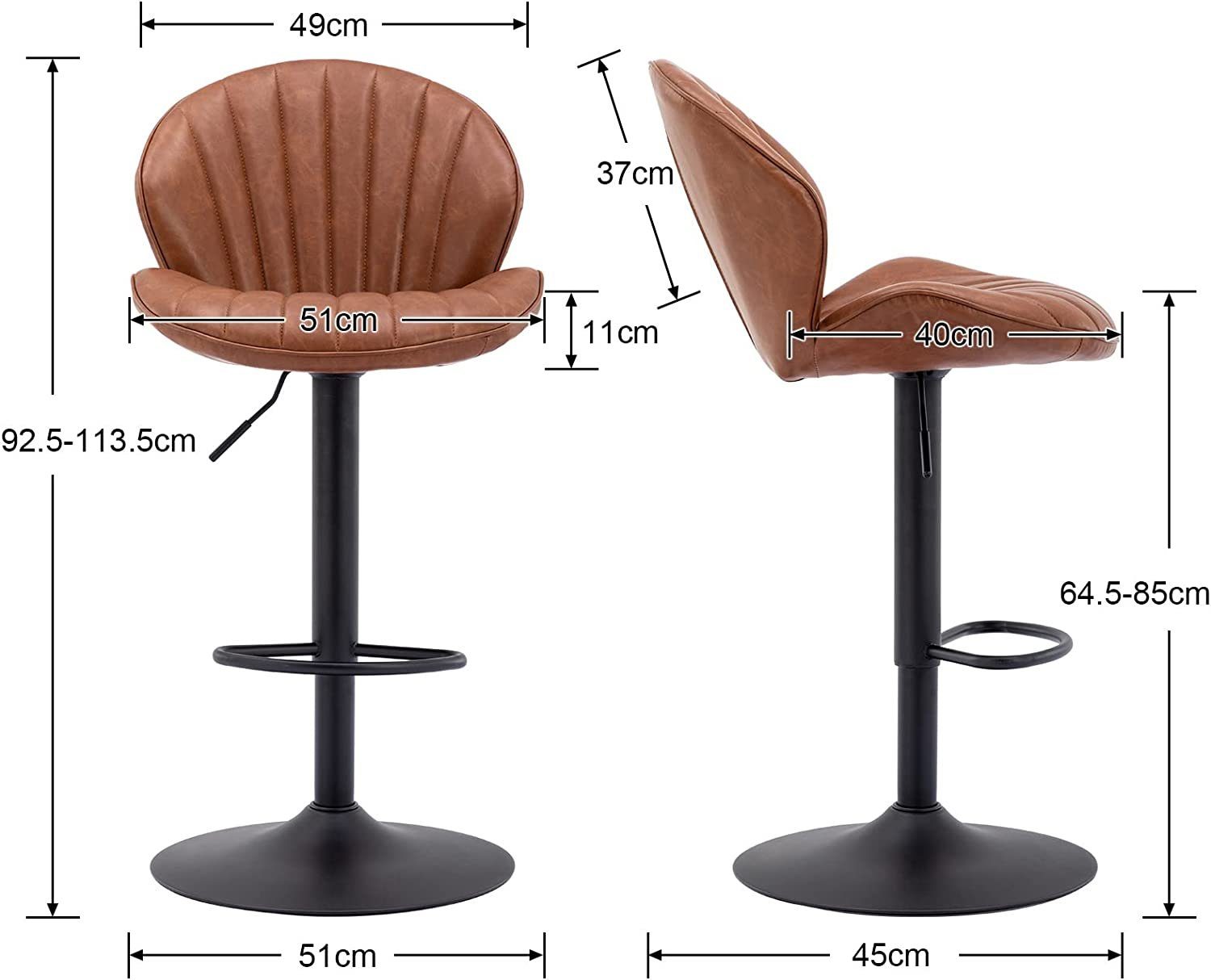 WAHSON OFFICE CHAIRS Barhocker 2er Set Barstuhl Bistrohocker mit Lehne