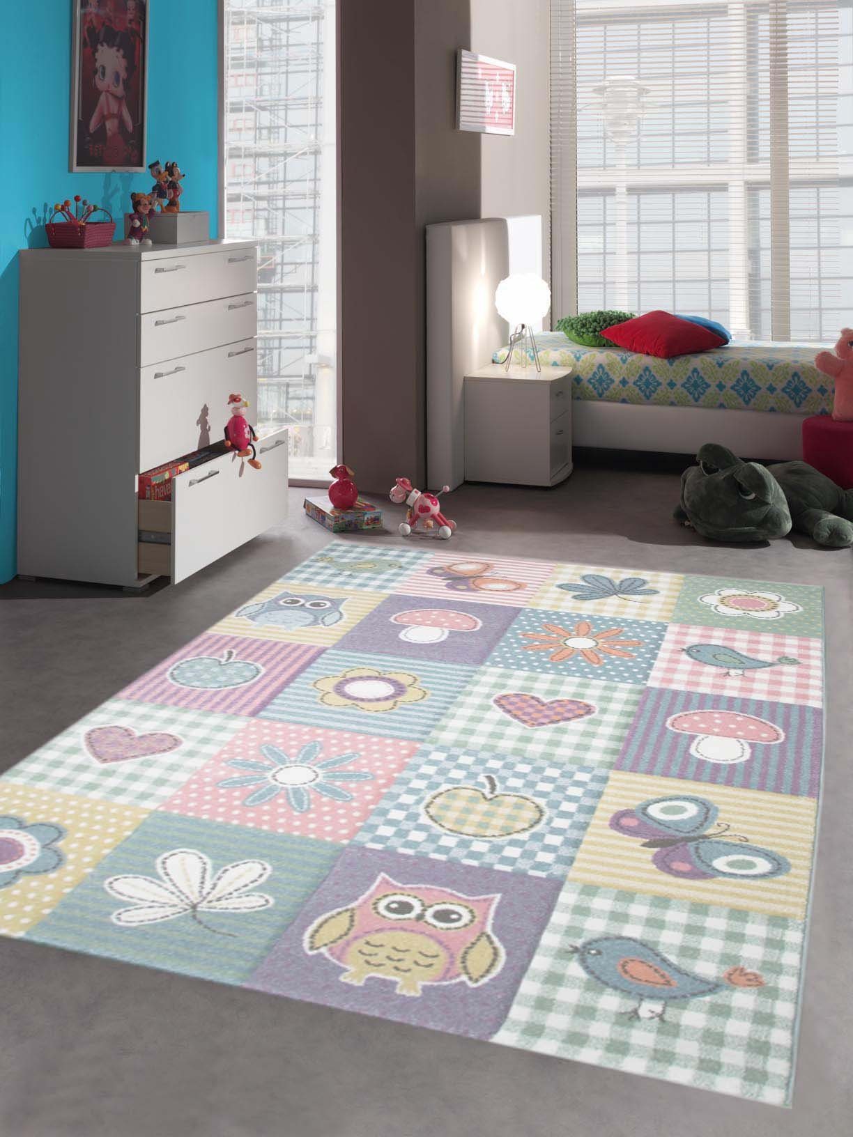 Kinderteppich Kinderteppich Spielteppich Karo Design Pastell Bunt, Teppich-Traum, rechteckig, Höhe: 13 mm