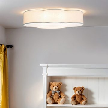 Licht-Erlebnisse Deckenleuchte WOLKI, ohne Leuchtmittel, Wolkenlampe Grau 4x E27 Stoff 62 cm Magnethalterung Kinderzimmer