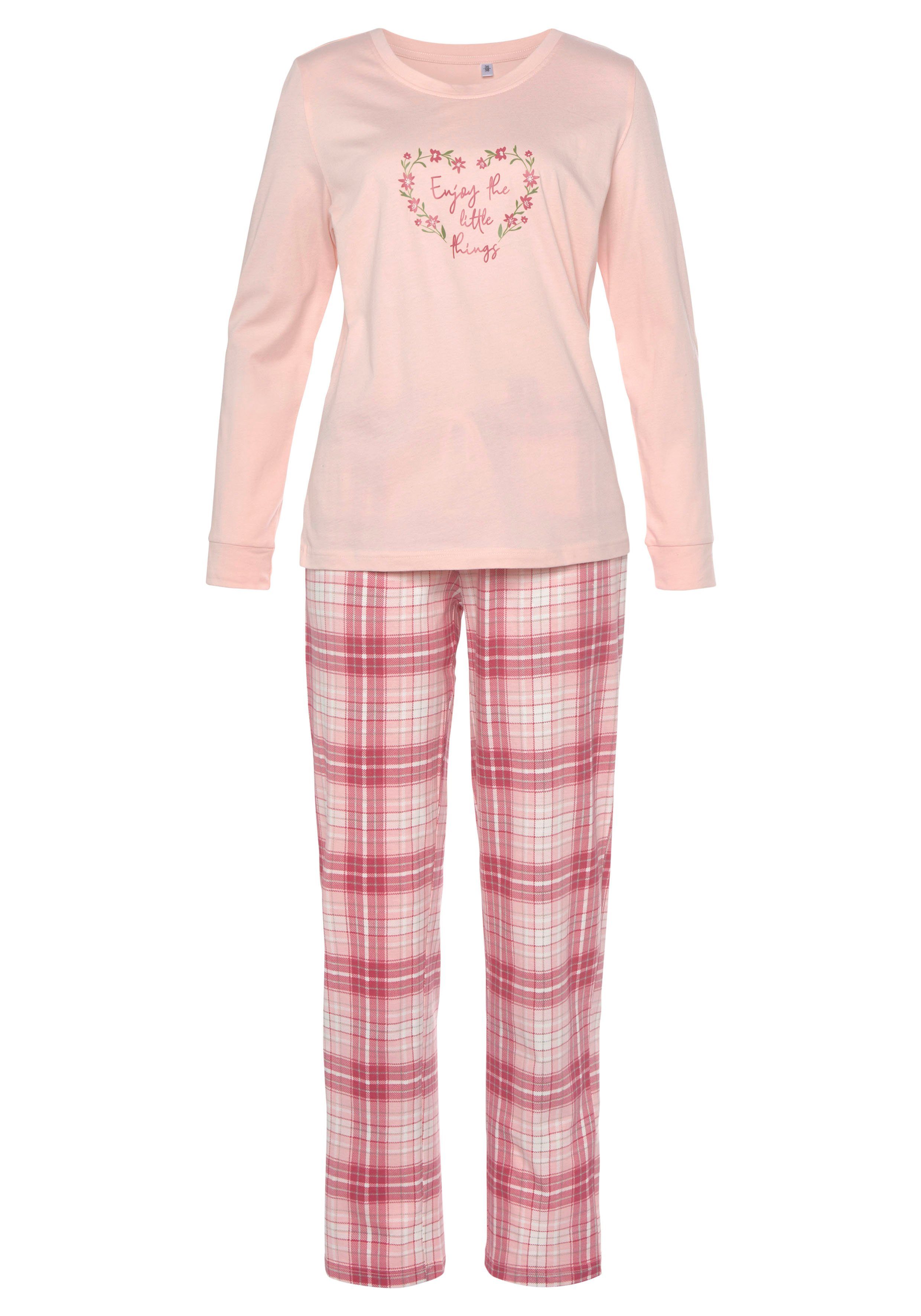 Vivance Dreams by Lascana Pyjama (Packung, 4 tlg., 2 Stück) mit Karo- und Blumendruck im Doppelpack – Bild 3 von 5