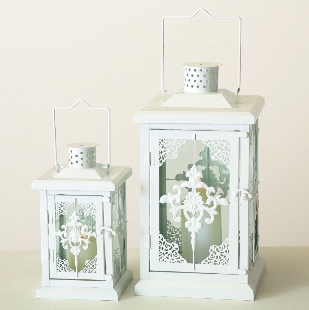 BOLTZE GRUPPE GmbH Kerzenlaterne Kerzenlaterne Plymouth H25/35cm B.14/19 Eisen weiß 2er Set