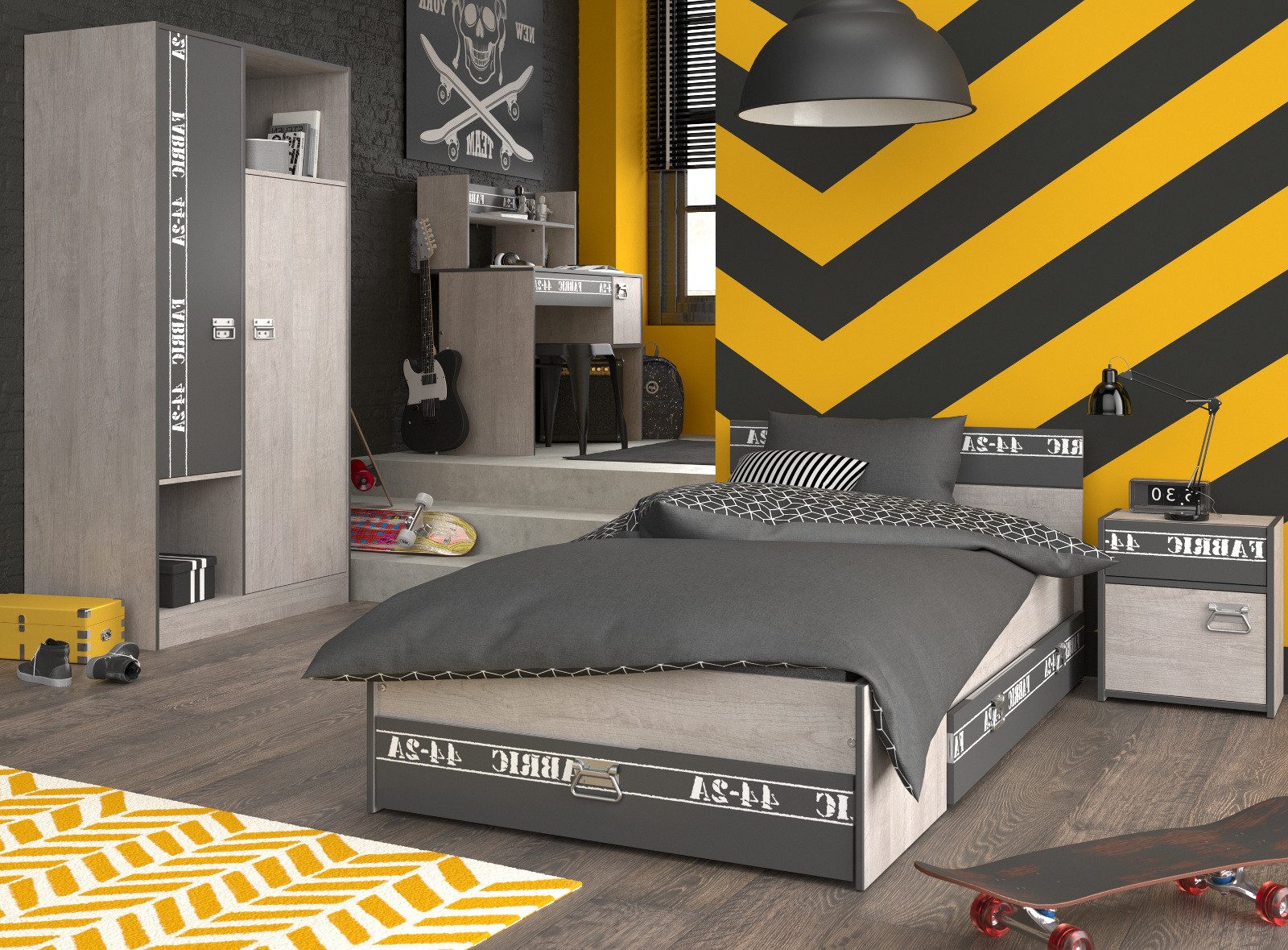 Parisot Jugendzimmer-Set Fabric, (Kinderzimmer, Komplett-Set 4-teilig), mit extra viel Stauraum