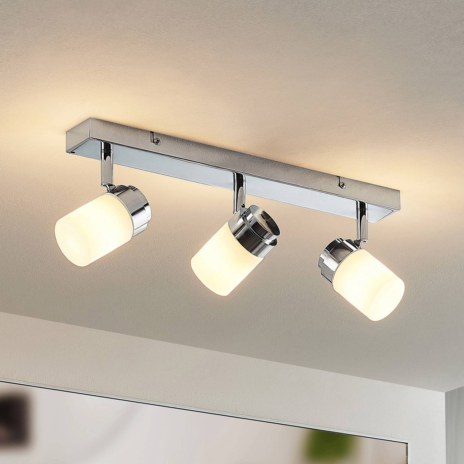 Lindby Deckenstrahler Alimari, Metall, Chrom IP44, 3 x 8 W LED