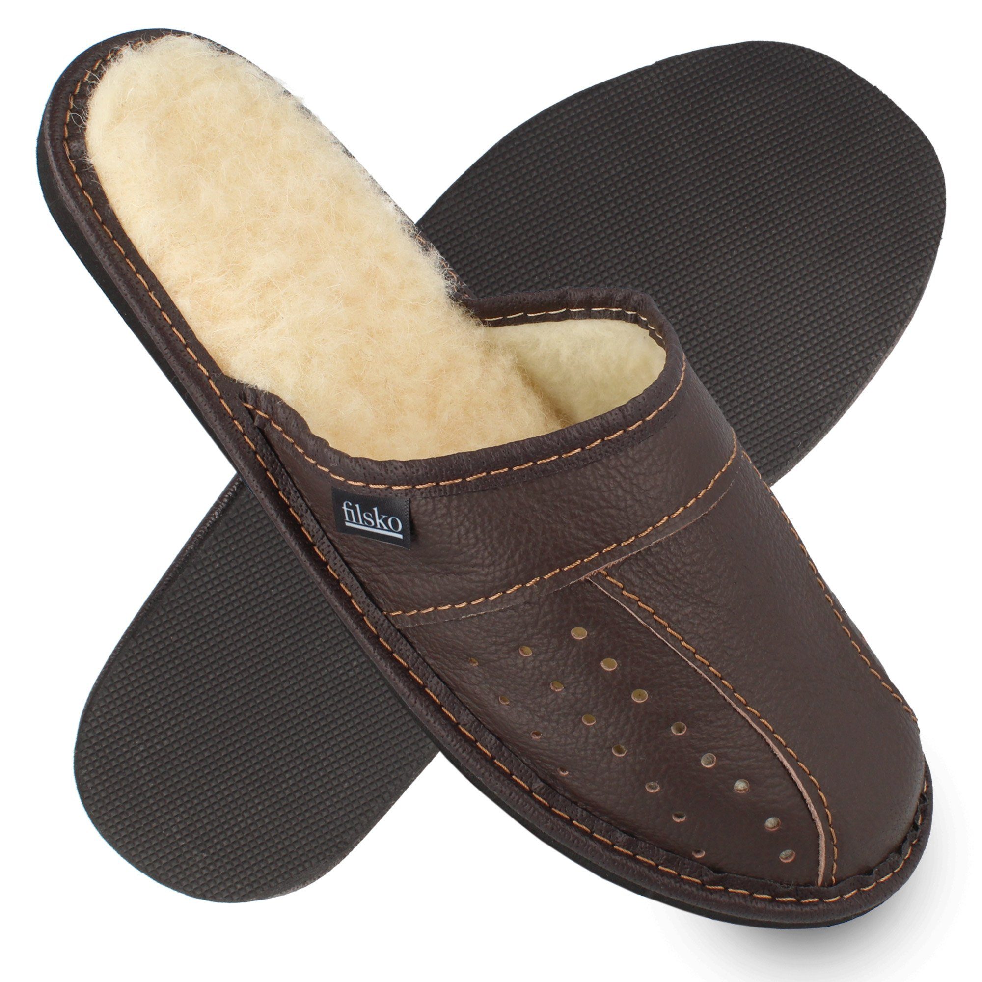 filsko Danzig Elegante Herren Pantoffeln aus Rindleder Hausschuh bis Schuhgröße 50!