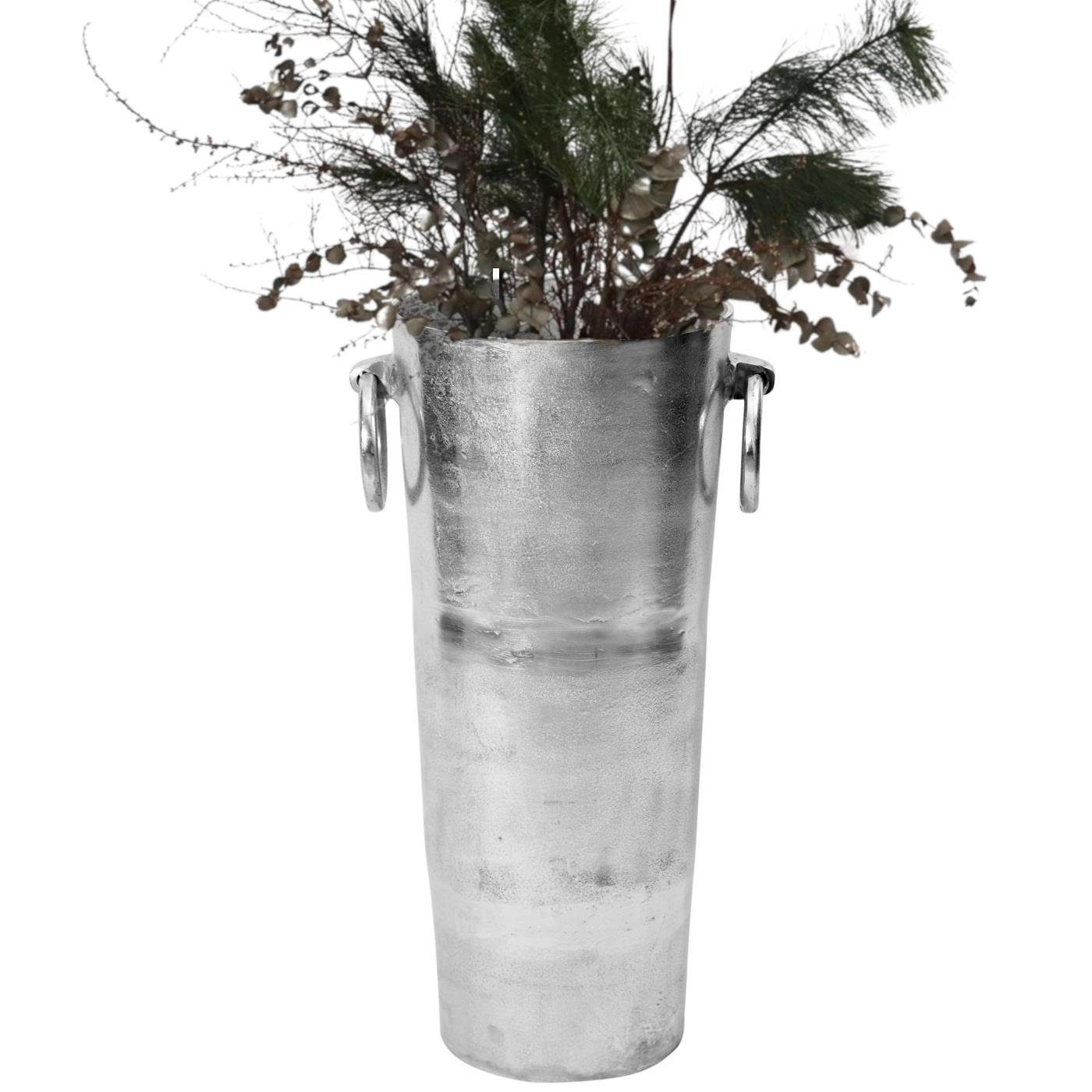 baario Bodenvase Bodenvase MALO 70cm hoch, XXL silber Aluminium Dekovase groß Design