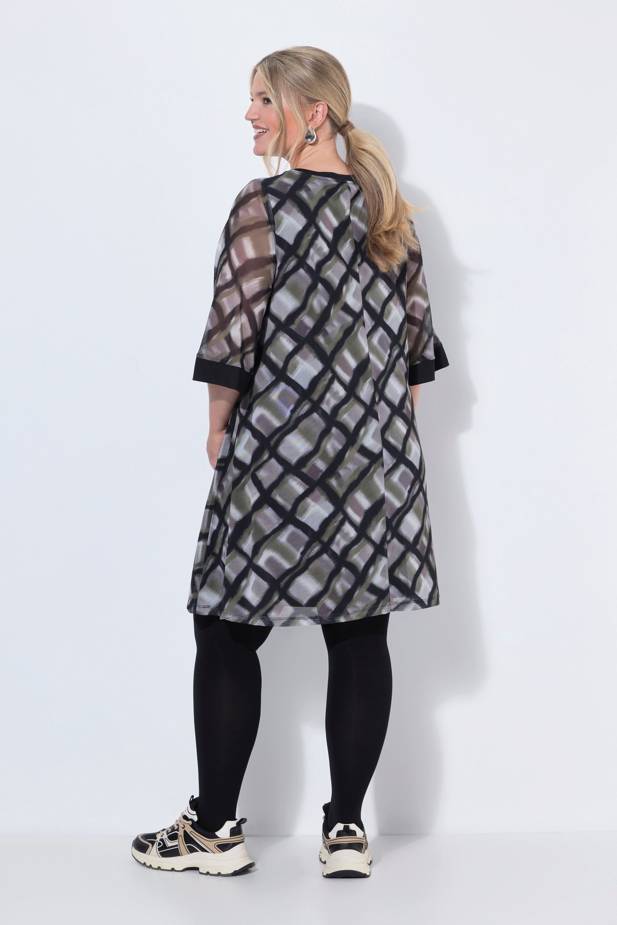 MIAMODA Jerseykleid Meshkleid A-Linie Karomuster – Bild 3 von 3