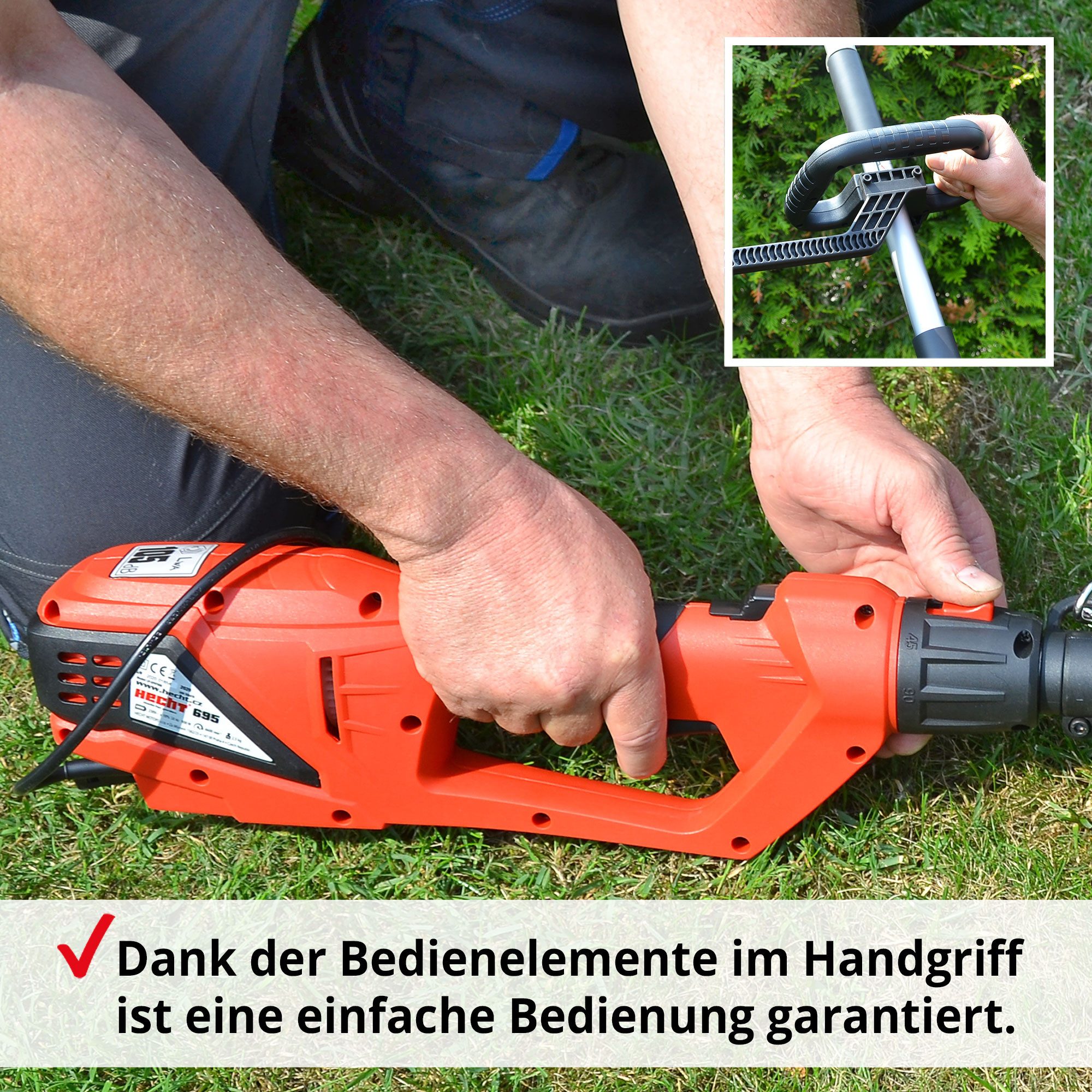 Hecht Teleskop-Heckenschere Elektro 695 mit LASER-CUT, bis 4 m Arbeitshöhe, 900W, 41 cm Schnittlänge, 20 mm Schnittkapazität