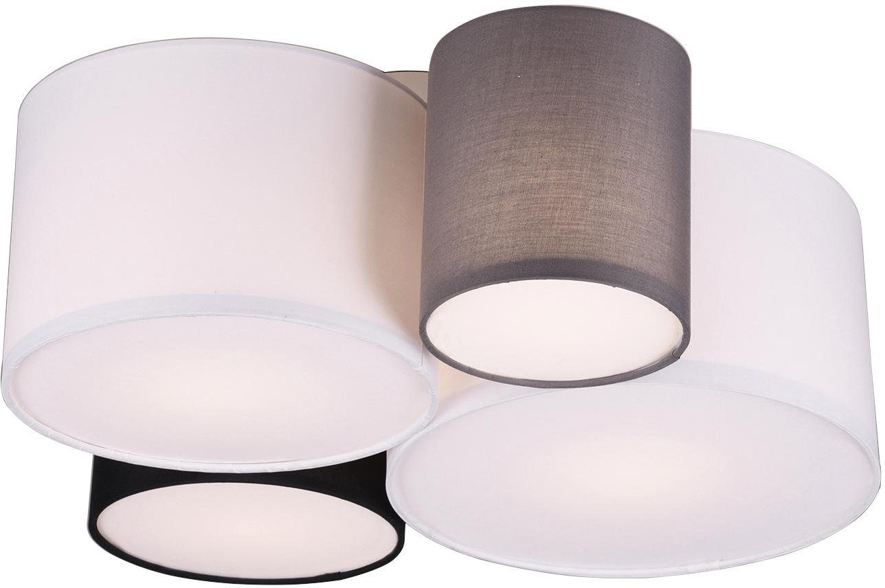 TRIO Deckenlampe Leuchtmittel, Stoffschirme 4-flammig, schwarz, Leuchten ohne Deckenleuchte (weiß, mehrfarbige Hotel, grau)