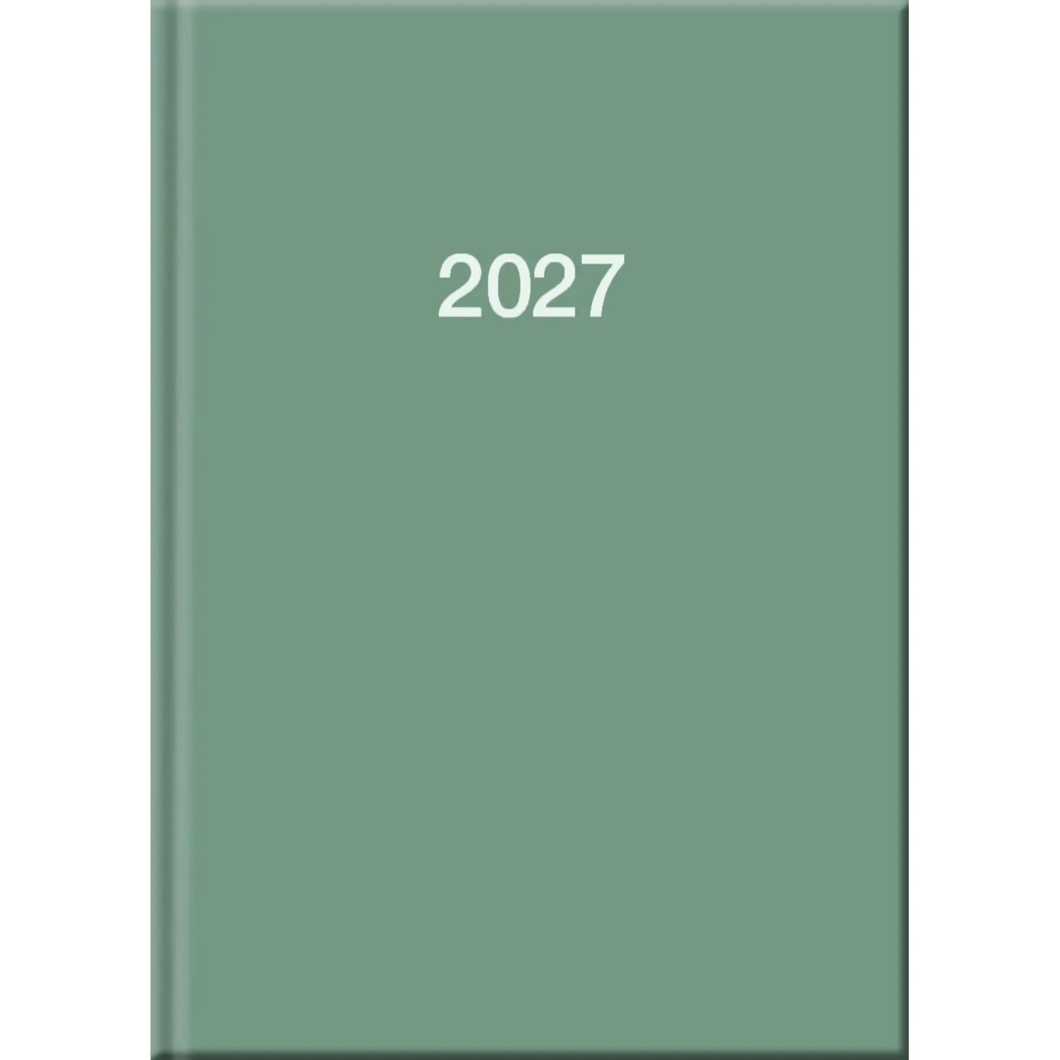Lingen Jahresplaner Buchkalender A5 2027 Hellgrün- Je Tag 2 Seiten - 21 x 15 cm