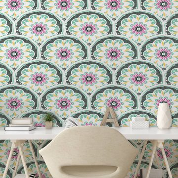 Abakuhaus Vinyltapete selbstklebendes Wohnzimmer Küchenakzent, orientalisch Ottoman Blumenmuster