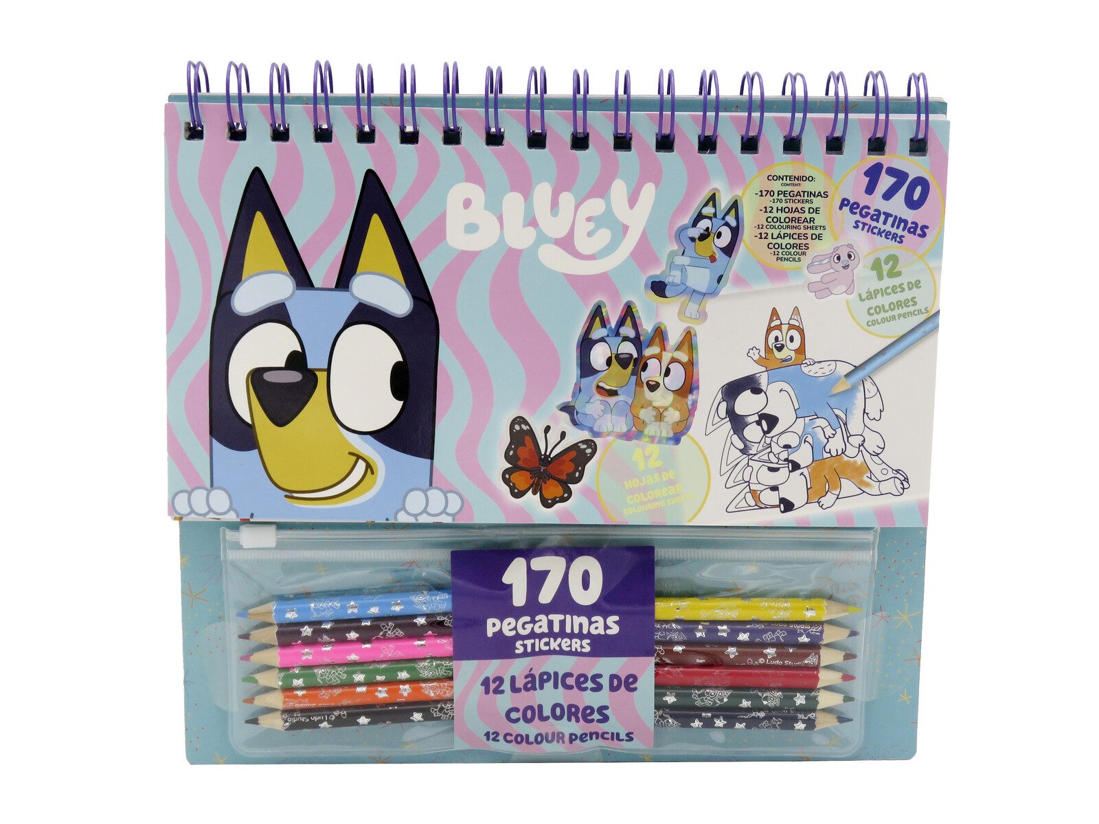 Bluey Kreativset und Malset 170 Sticker 12 Ausmalblätter 12 Buntstifte für Kinder, (1-tlg)