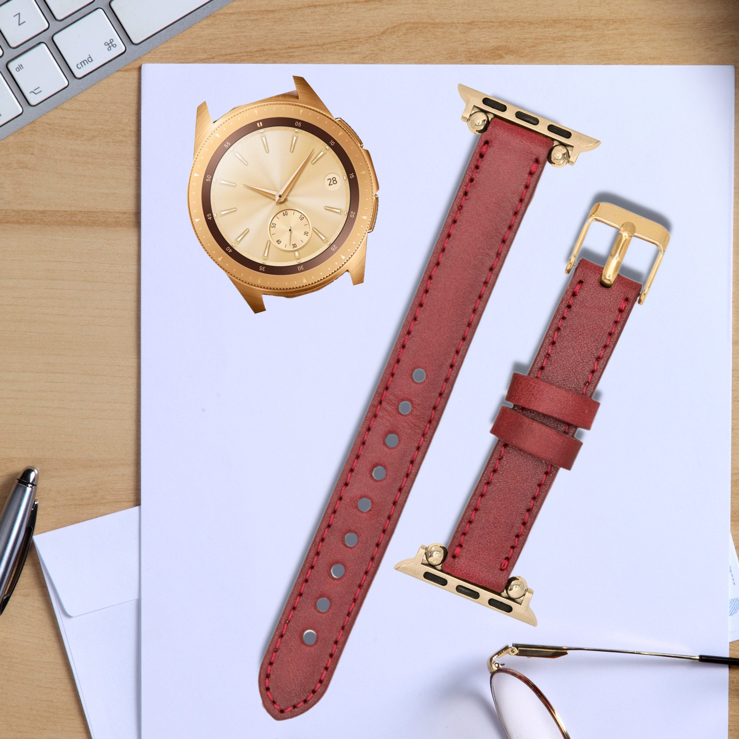 Renna Leather Uhrenarmband Samsung Galaxy Watch Leder Smart Uhrenarmband