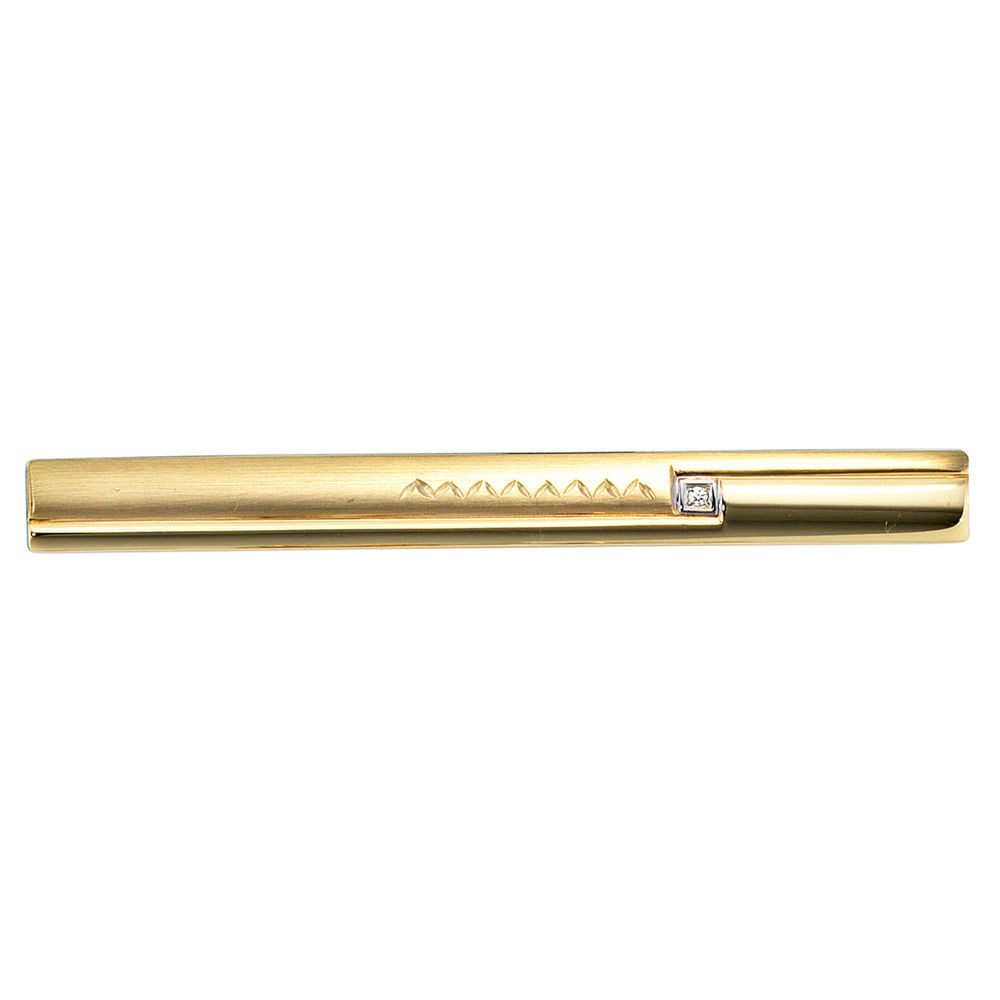 Schmuck Krone Krawattennadel Krawatten-Schieber, 333 Gelbgold & 925 Silber, Zirkonia, Gold 333