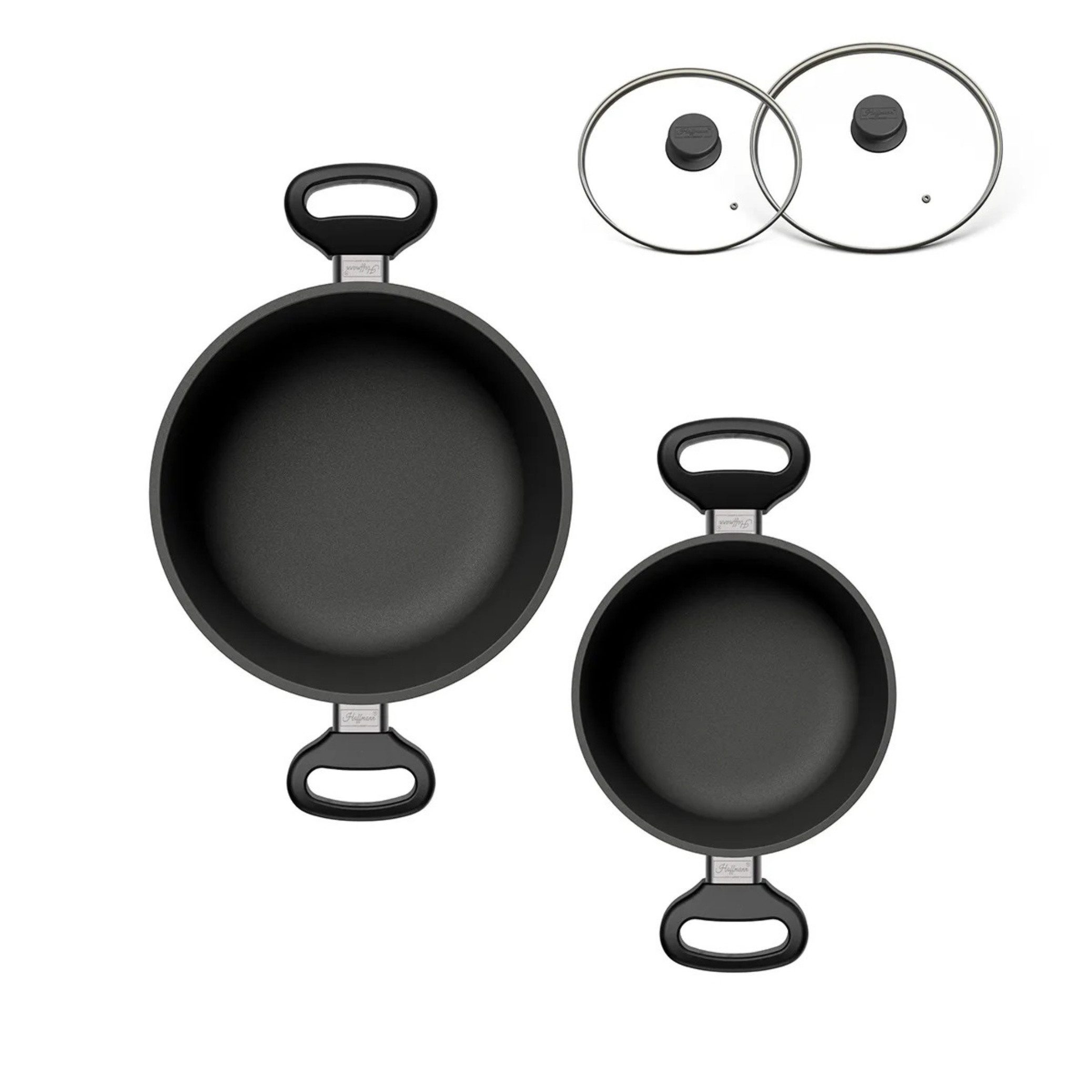 Hoffmann Germany Topf-Set STONIQ Kochtopf PFAS-frei Ø 20 & 24 cm mit Deckel – Made in Germany, Aluguss (Set, 4-tlg., 2x Kochtopf (20 + 24 cm) + 2x Glasdeckel), Aluguss, Schmortopf, backofenfest bis 300°C, Induktion