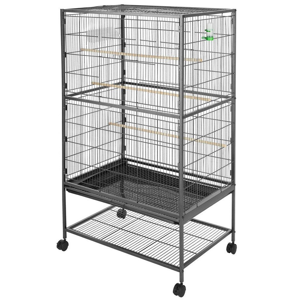 Voliere Vogelvoliere Vogelkäfig Vogelhaus Grau XXL Käfig Zuchtkäfig Tierkäfig