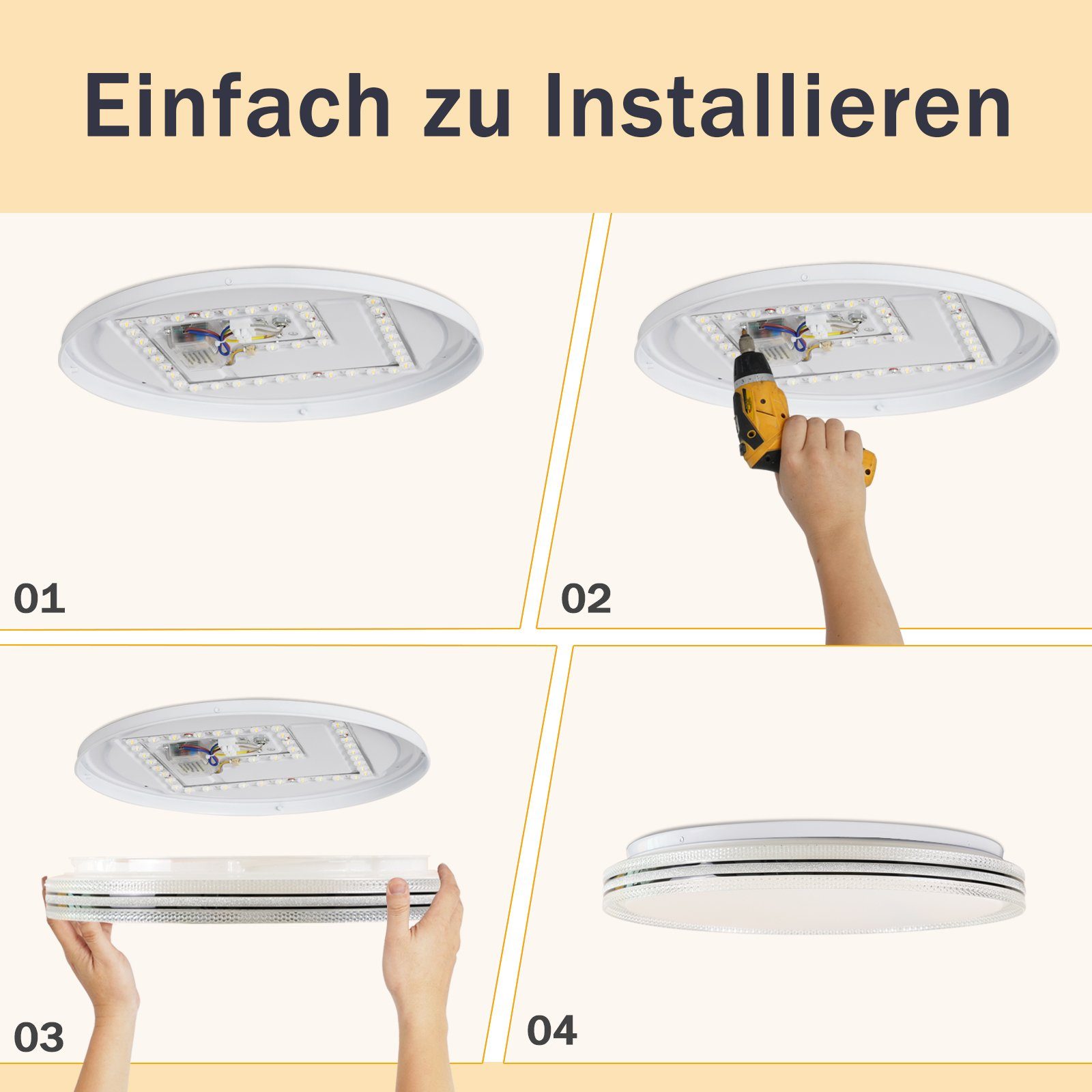 Ø40cm Dimmbar Nettlife Fernbedienung Wohnzimmerlampe Sternenhimmel LED Deckenleuchte 44W, mit integriert LED fest