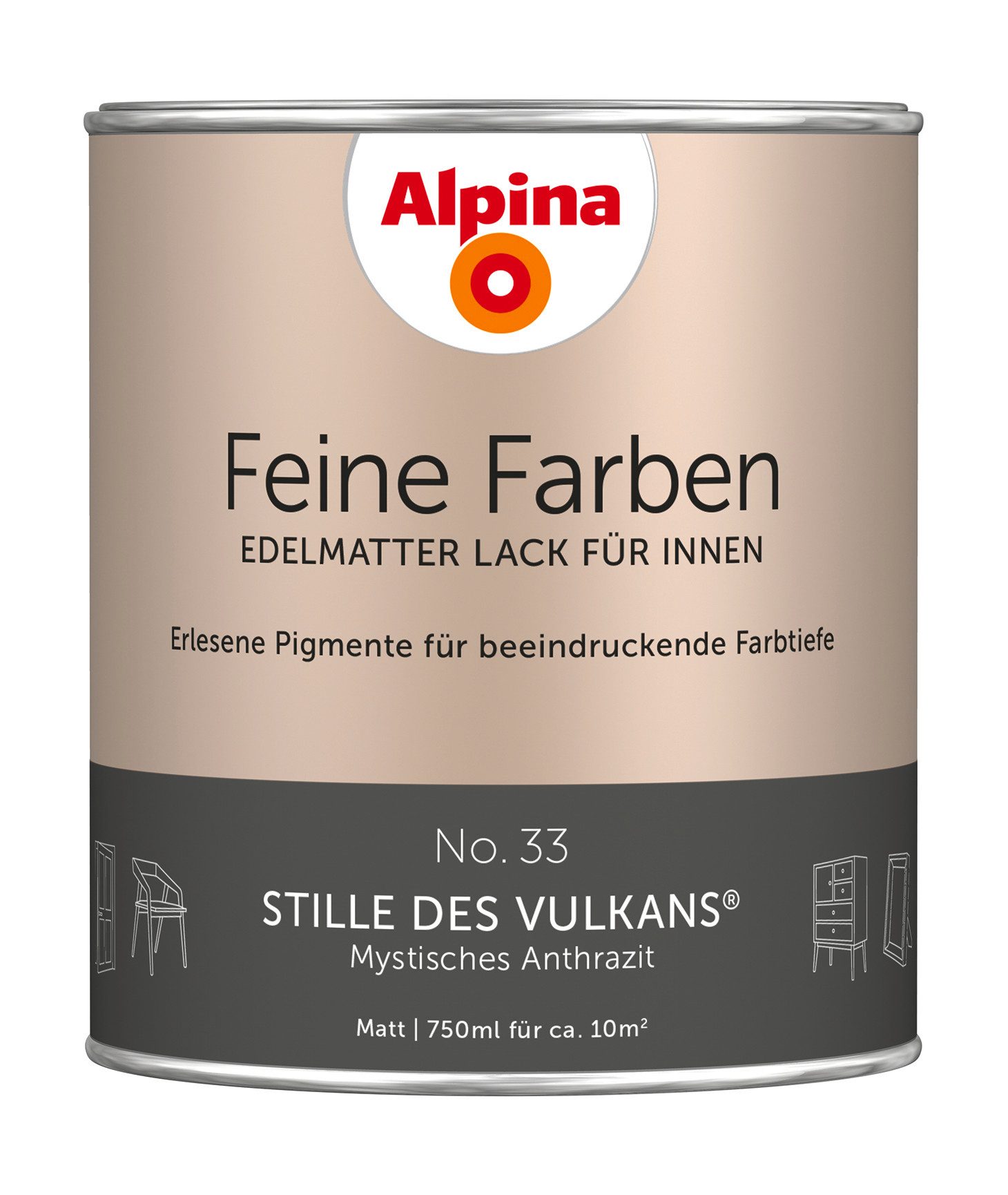Alpina Lack Alpina Feine Farben Lack edelmatt 750ml - Farbfamilie Grau