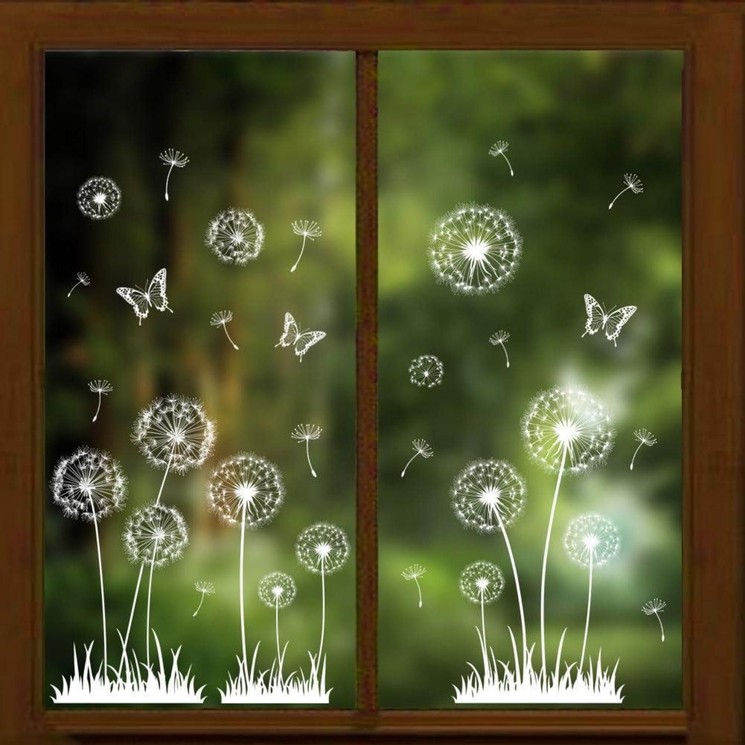 LuxusKollektion Fensterbild Fensteraufkleber Weißer Löwenzahn