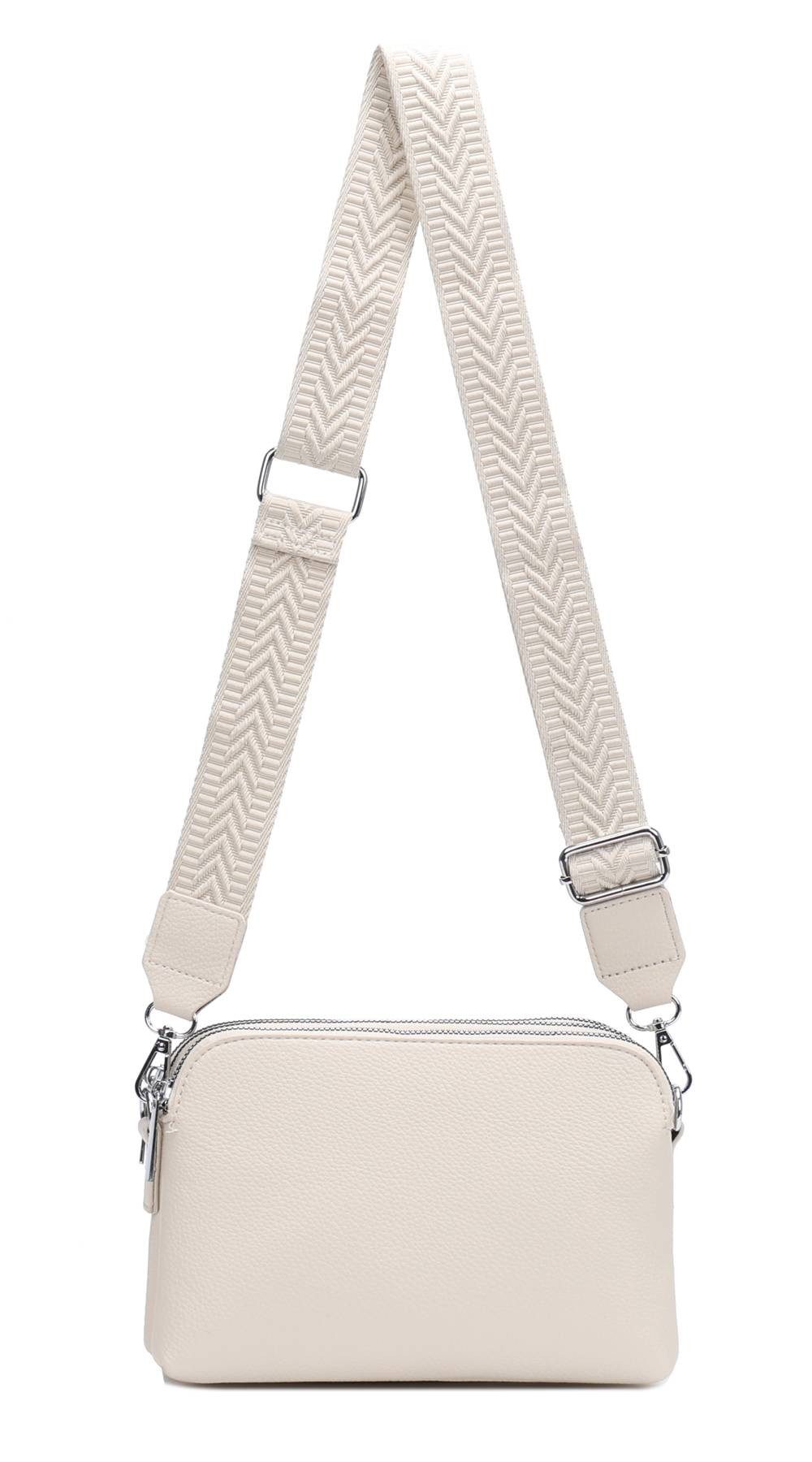 ITALYSHOP24 Schultertasche Damen Tasche Bodybag Umhängetasche Crossbody Brusttasche Handtasche, Crossover Muster Taschengurt Smartphone Geldtasche Abend Handy Clutch