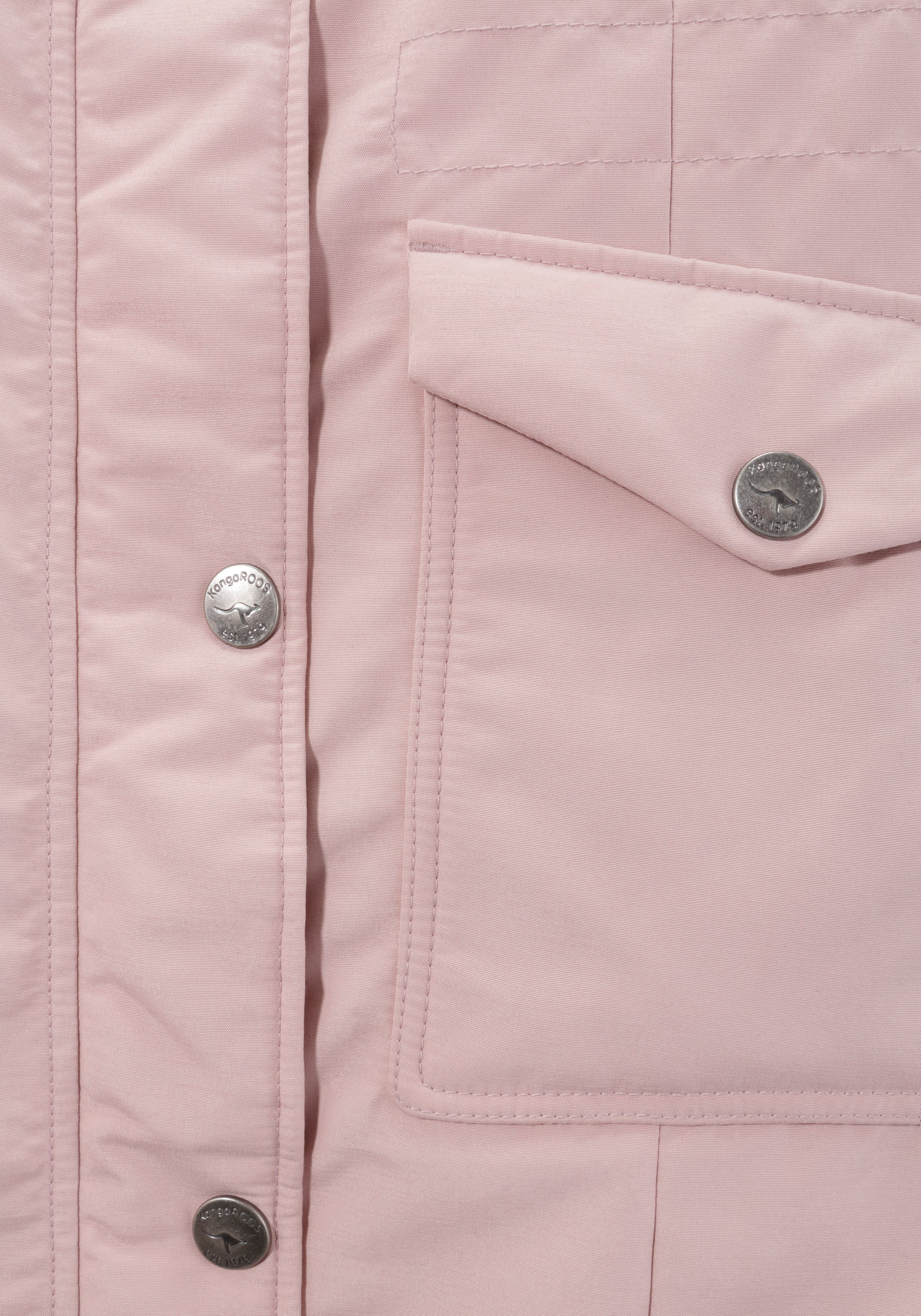 KangaROOS Langjacke rosa mit 2-Wege-Reißverschluss und vielen Taschen