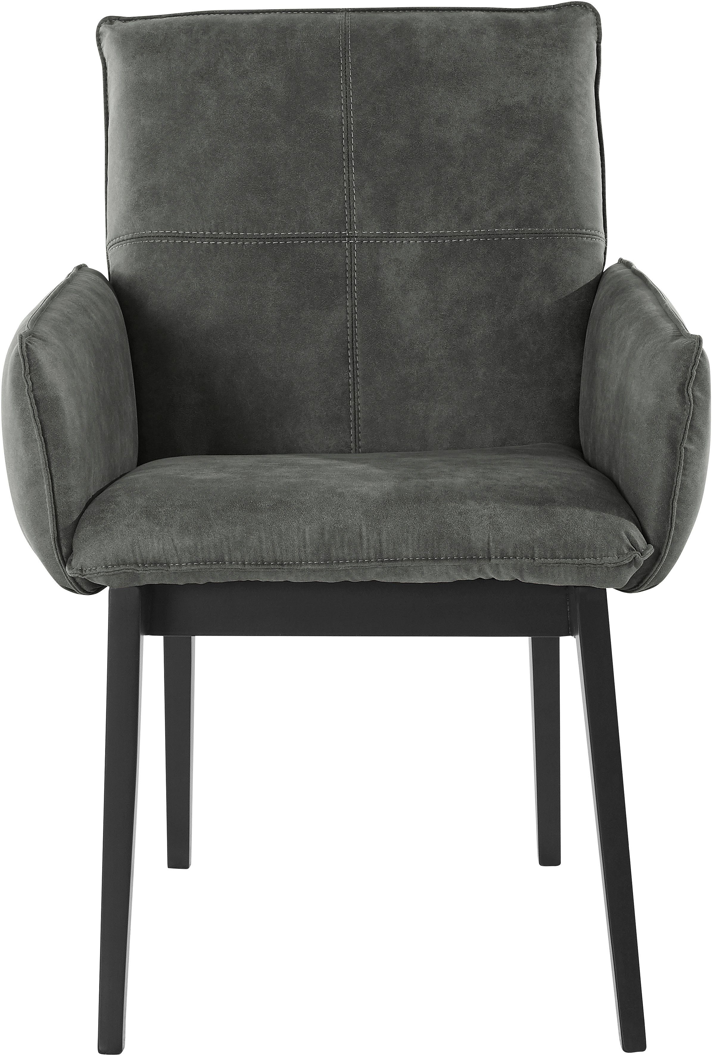 Home affaire Armlehnstuhl Model 6 (Set, 2 St), Bezug in Microfaser oder Leder, Gestell ist Buche in schwarz lackiert