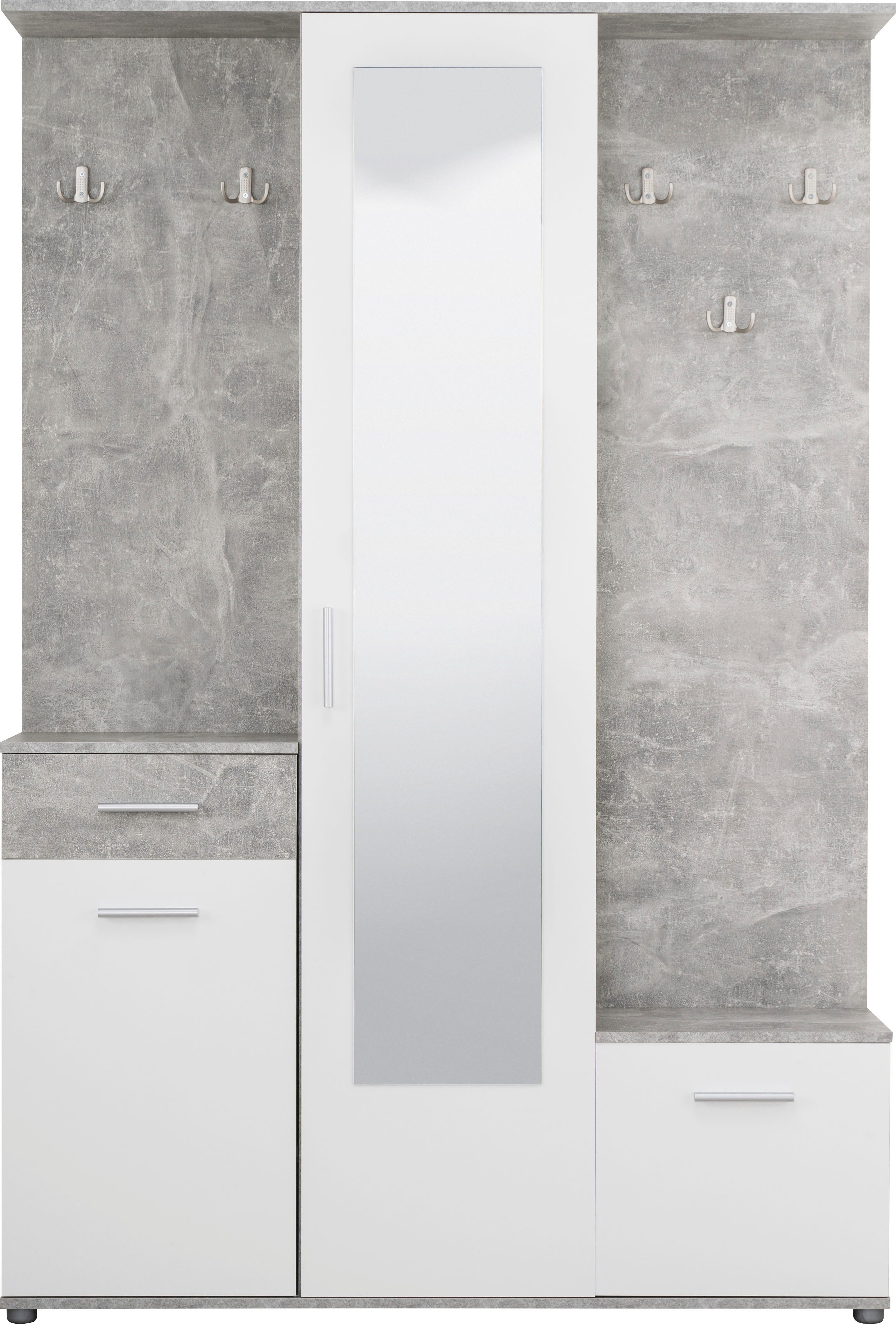 OTTO home Kompaktgarderobe Martin Flurgarderobe, Dielenschrank, Flurmöbel, Breite 134 cm Schuhschrank, mit Spiegel, in modernen Farben, mit 10 Haken – Bild 4 von 5
