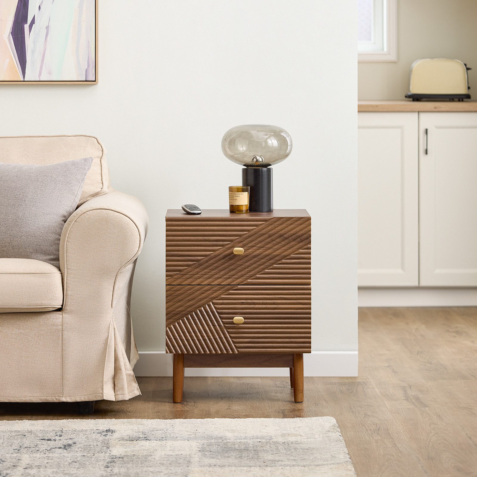 SoBuy Nachttisch FBT170, Nachtschrank mit 2 Schubladen, Beistelltisch Couch günstig online kaufen