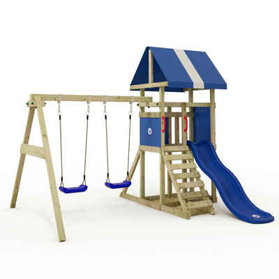 Wickey Klettergerüst Spielturm DinkyHouse mit Rutsche und Doppelschaukel, 10-jährige Garantie*, Integrierter Sandkasten