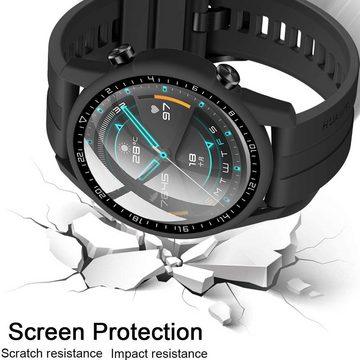 MSM Smartwatch-Hülle Hülle für Huawei Watch GT2 46 mm Schutzhülle Schutzglas Case Display Panzerfolie 9H