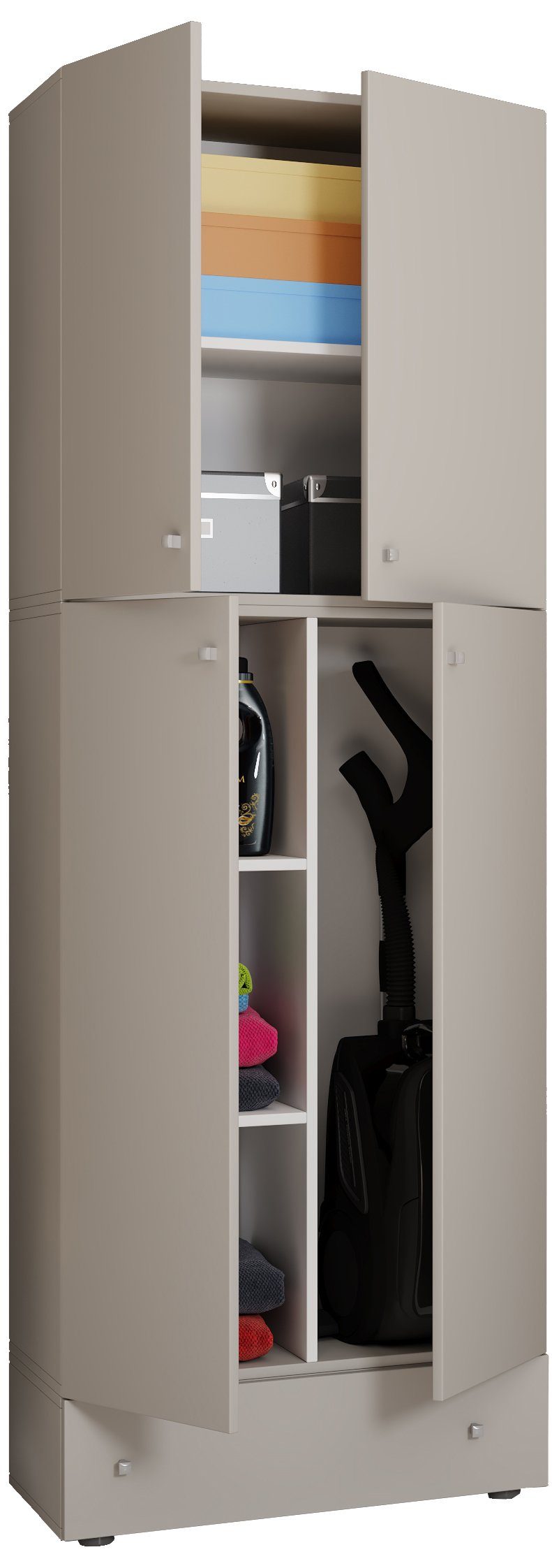VCM Mehrzweckschrank Lona XXL 5 DT S 200x70x39cm Holz Besenschrank, 6 Fächer, Extra Schublade