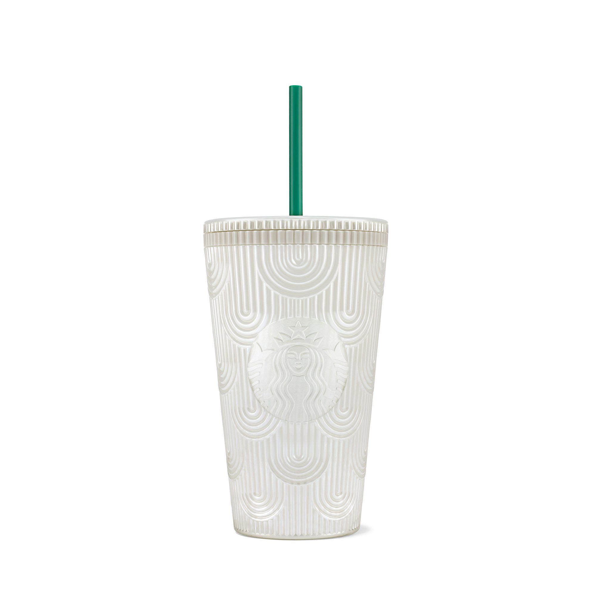 Starbucks Frühstücks-Geschirrset Starbucks Cold Cup Odissey 473ml weiß mit Strohhalm