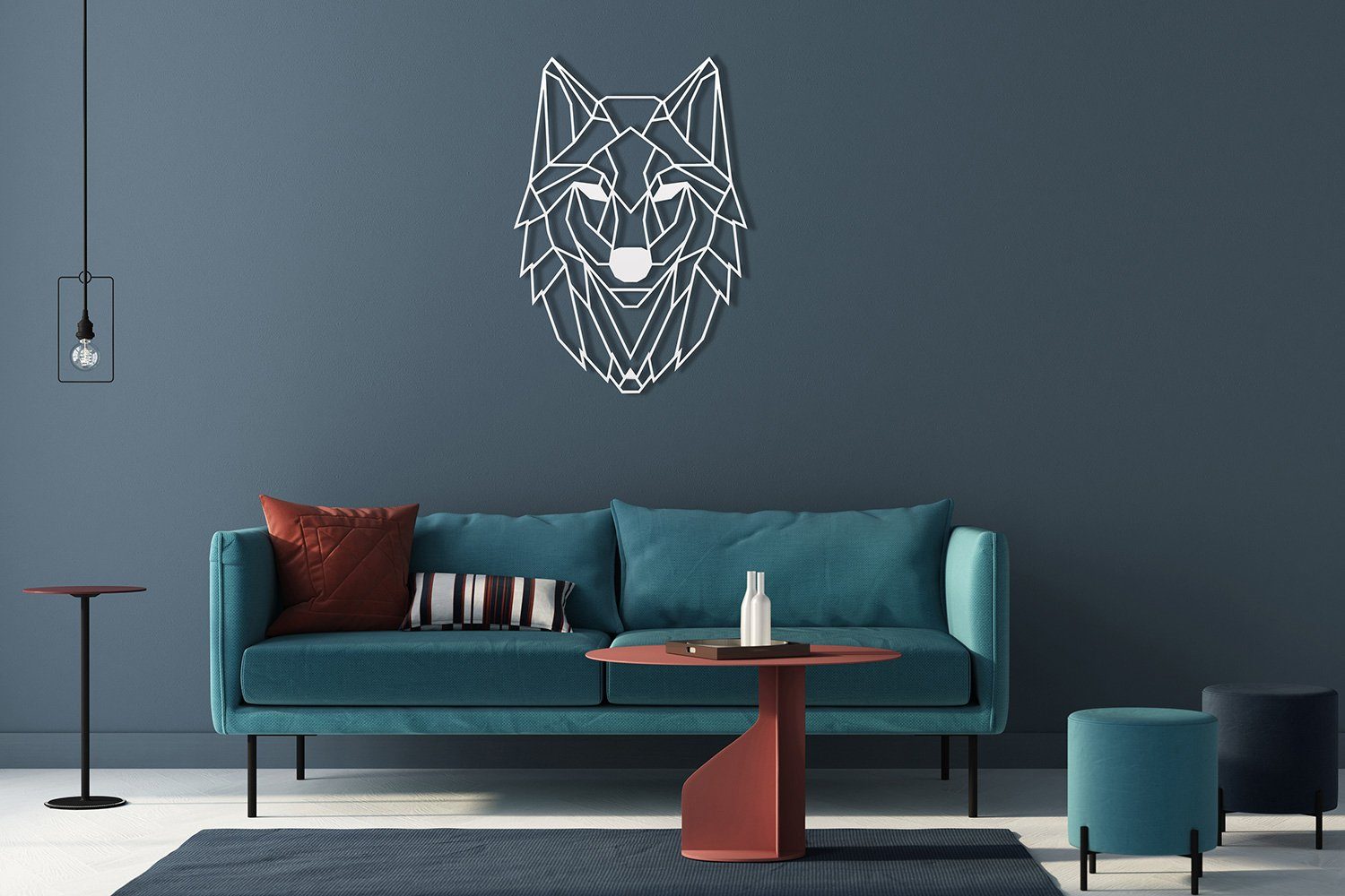 Stahl tuning-art Metallschild Wandkunst WB05-WS Deko Wanddekoobjekt Wolf Wanddekoration Weiß
