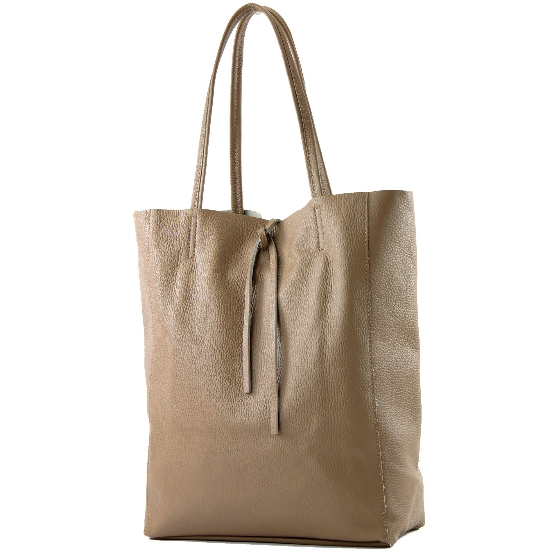 modamoda de Handmade T163v3, Italy Schultertasche in Echtleder Graubeige2021