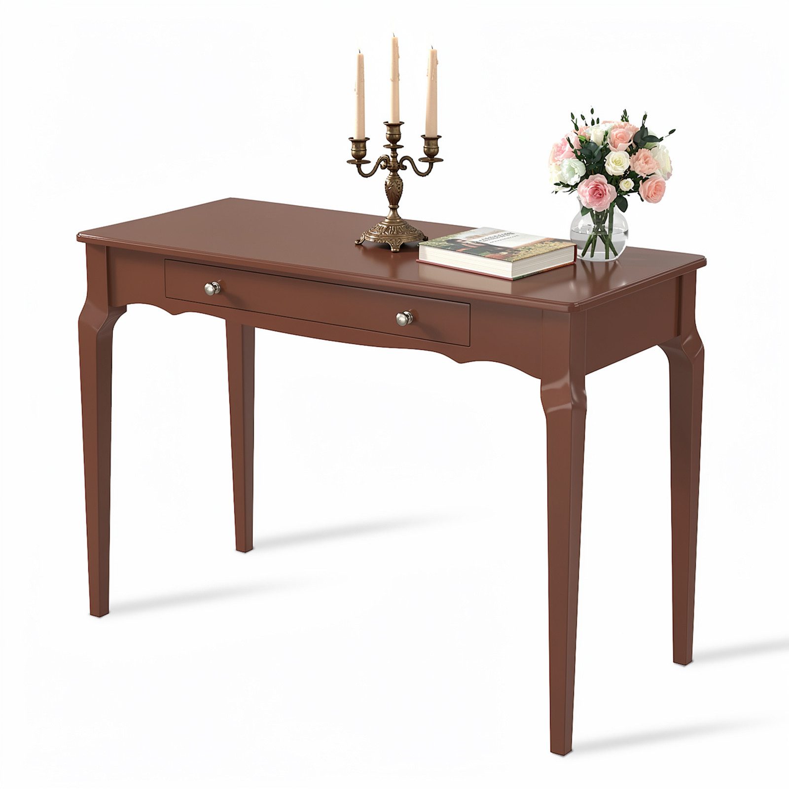 OYRREU Schreibtisch mit Schubladen/Monitorständer/Rückwand, modern, vintage Schminktisch (Set, mit Aufbewahrung), freistehender Schminktisch Boudoir