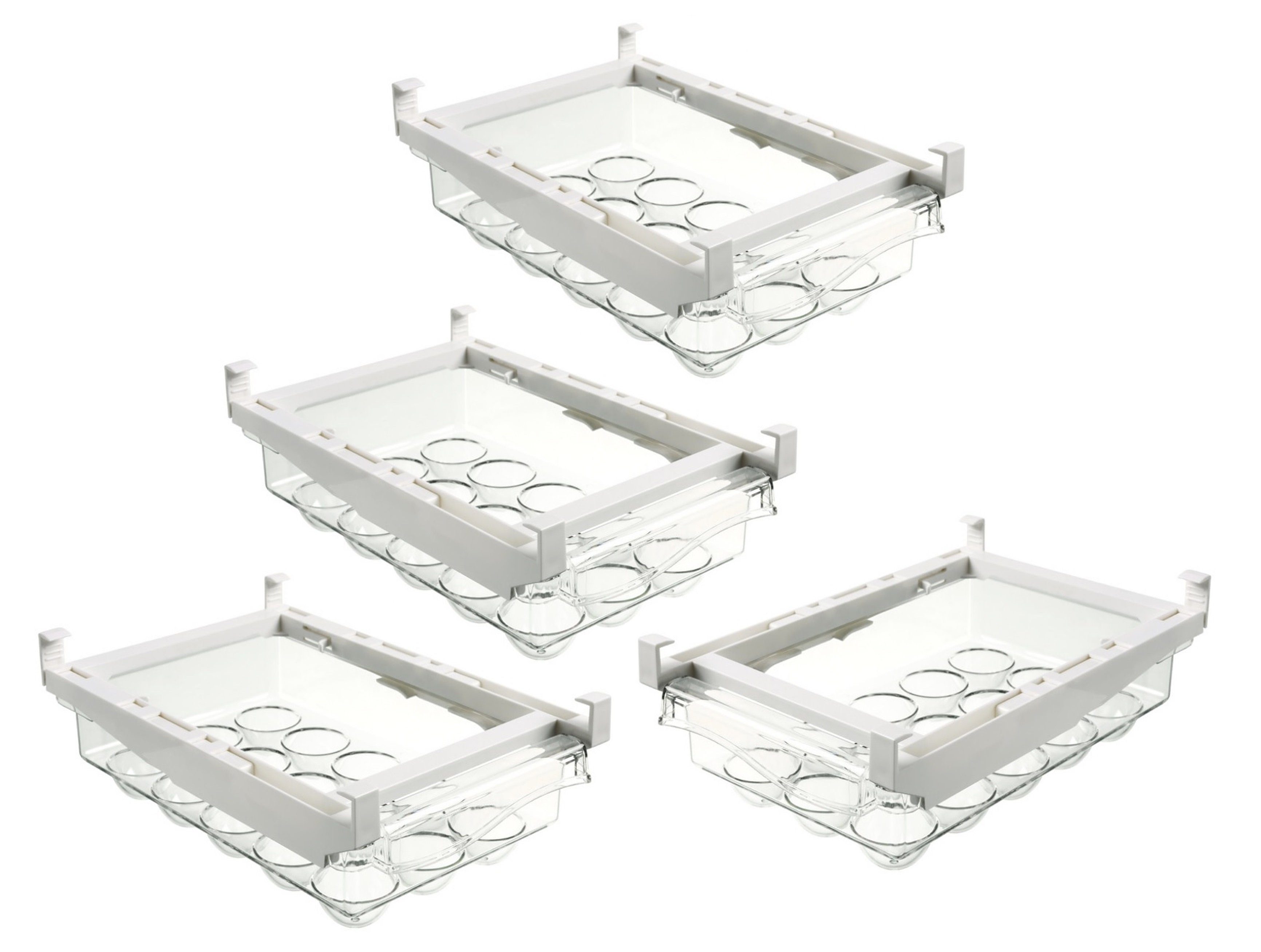 BAYLI Korbeinsatz 4er Set Eierbehälter für Kühlschrank ohne Deckel, Universal Kühlschra