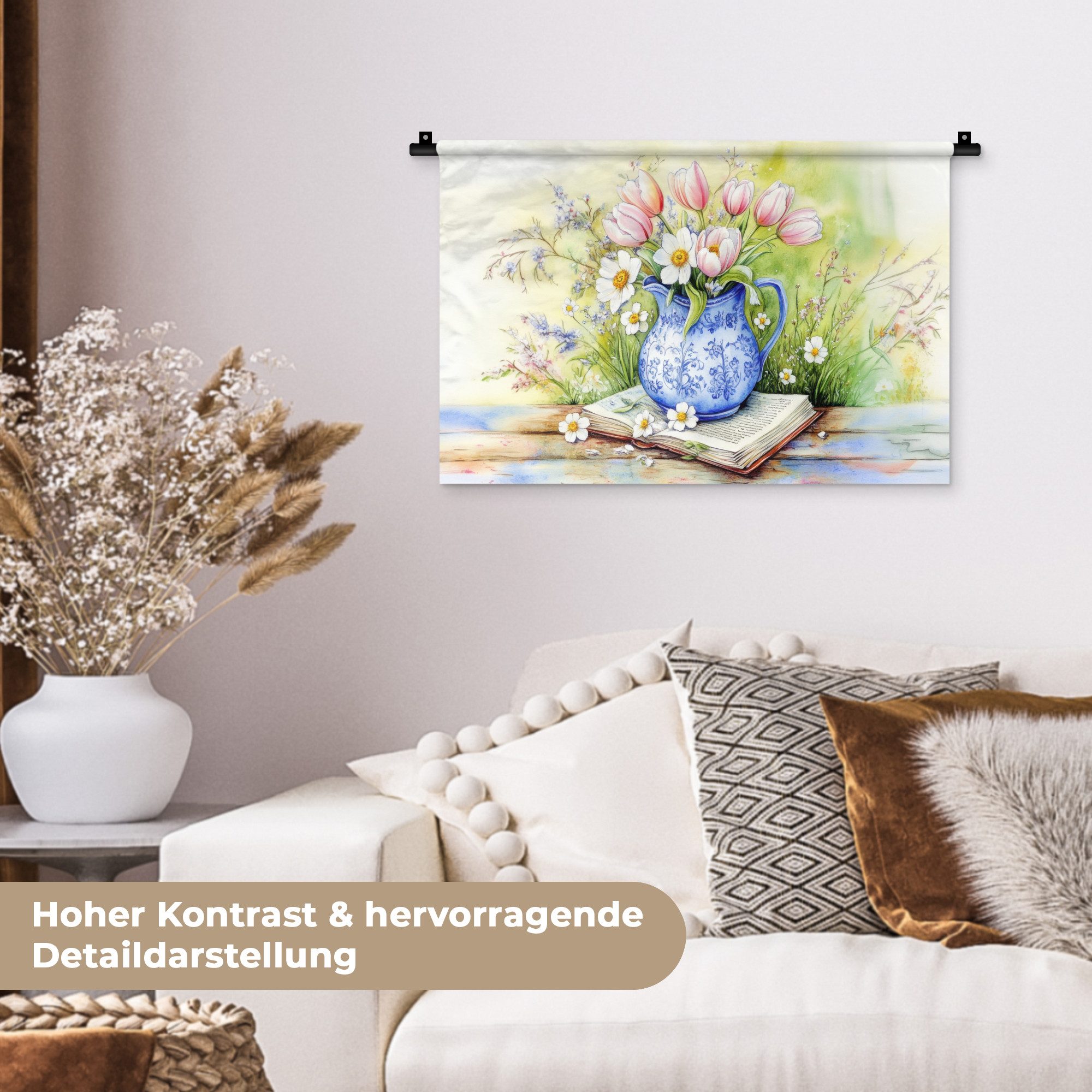 MuchoWow Wandteppich Vase - Delfter Blau günstig online kaufen