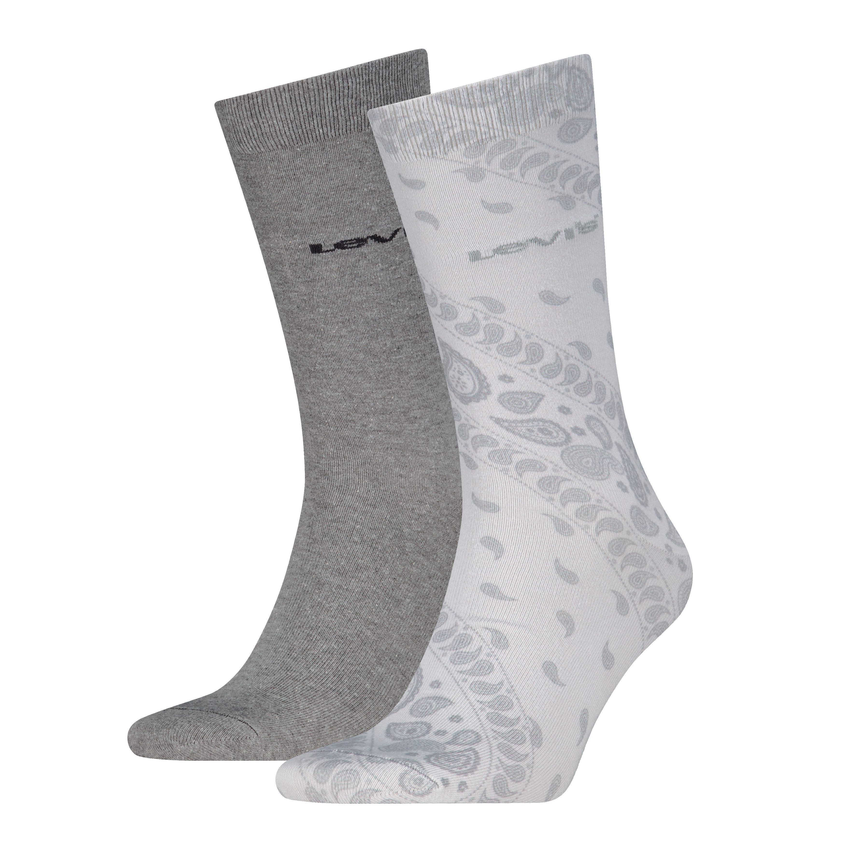 Levi's® Socken LEVIS REG CUT BANDANA PRINT (2 Paar) softer Cotton-Mix, schmales Rippenbündchen, uni, Paisley-Muster