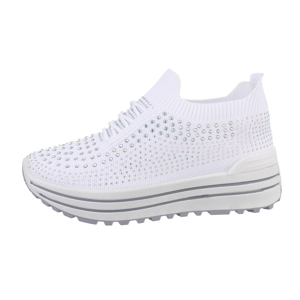 Ital-Design Damen Low-Top Freizeit Sneaker (85878068) Flach Sneakers Low in Weiß