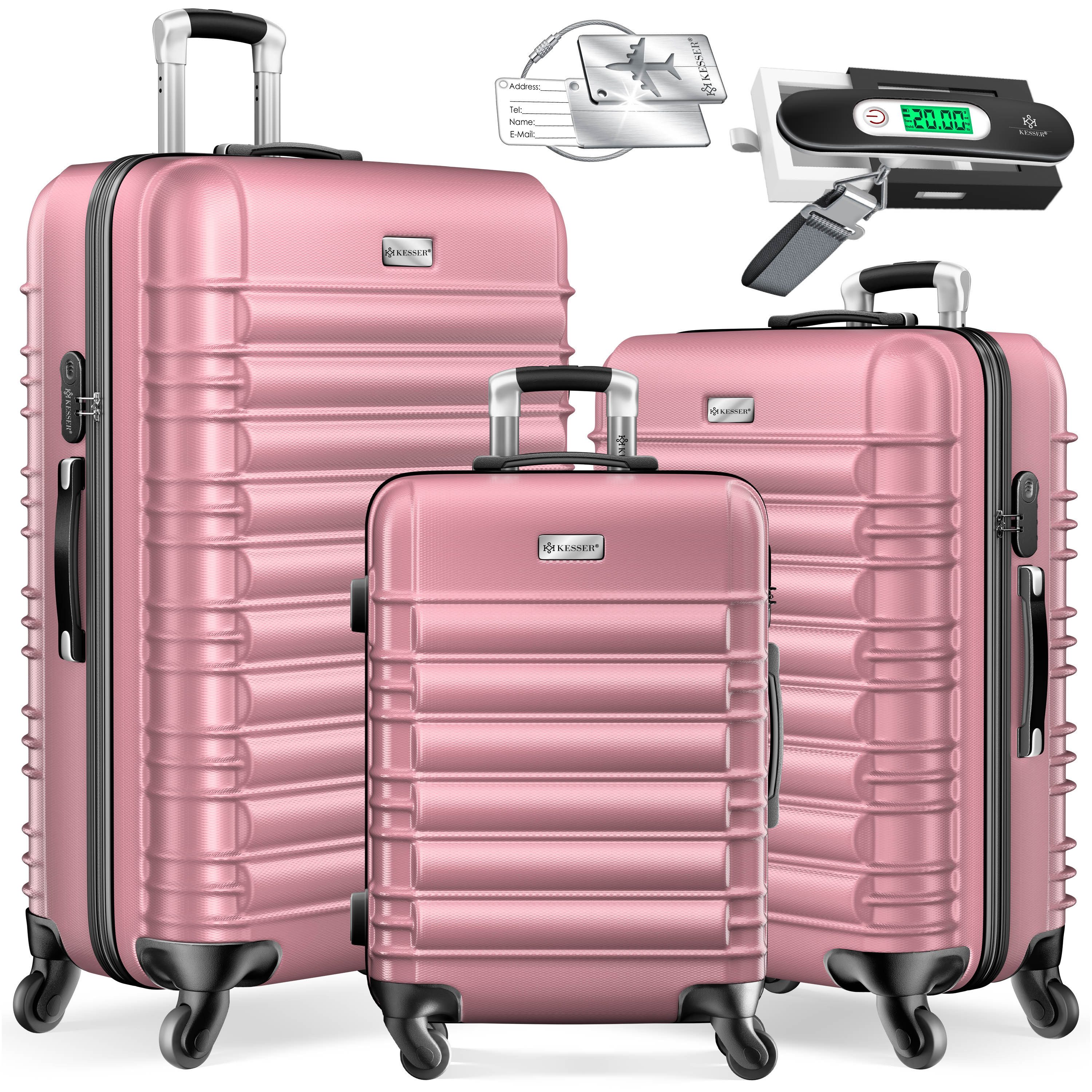KESSER Kofferset, 4 Rollen, 3tlg. Hartschalenkofferset Hartschalenkoffer Reisekoffer Set