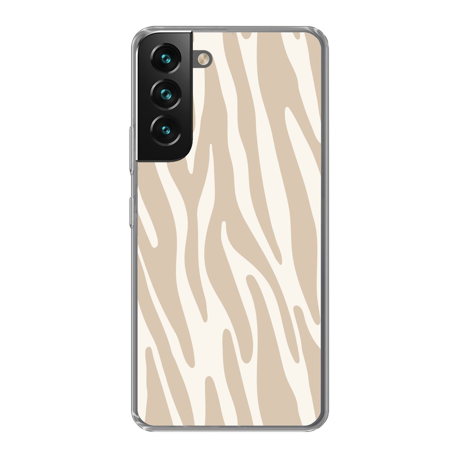MuchoWow Handyhülle für Samsung Galaxy S22 Zebramuster - Beige - Weiß - Tiermuster, Phone Case, Silikon, Schutzhülle Dünn