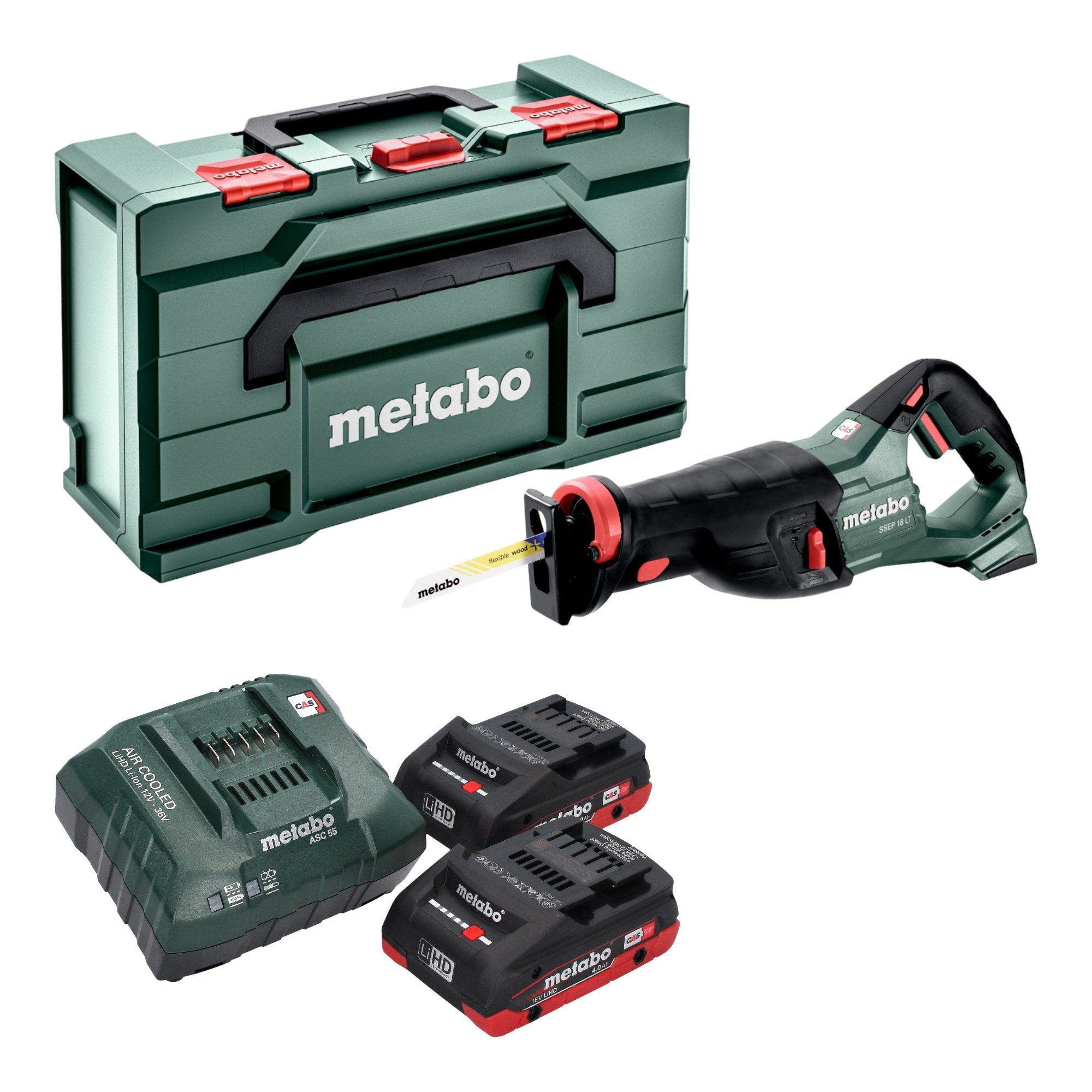 metabo Reciprosäge SSEP 18 LT 18 V 32 mm + 2x LiHD Akku 4,0 Ah + Ladegerät + Metabox
