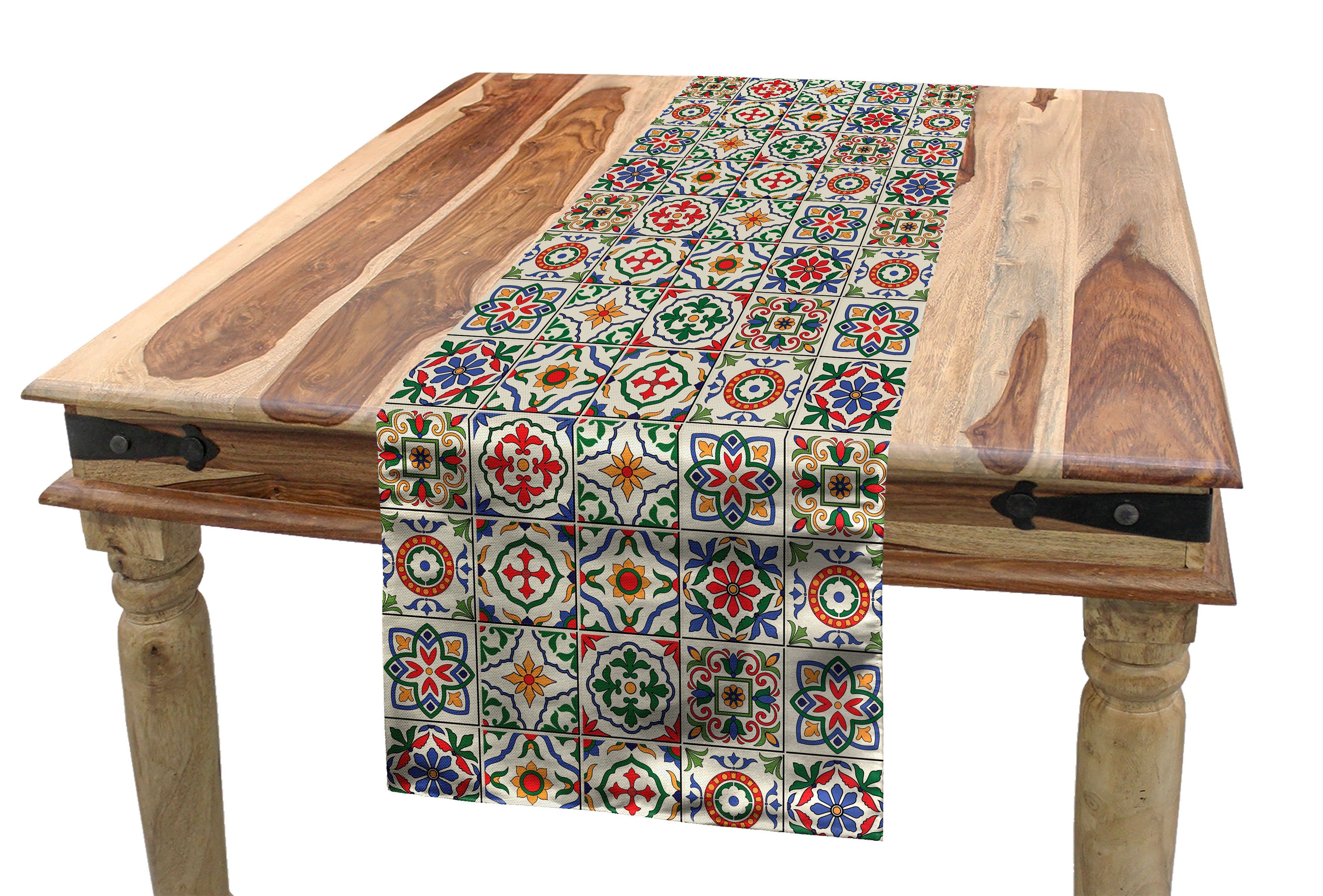 Abakuhaus Tischläufer Dekorative Rechteckiger abstrakte Tischläufer, Dekorativer Blatt marokkanisch Esszimmer Küche