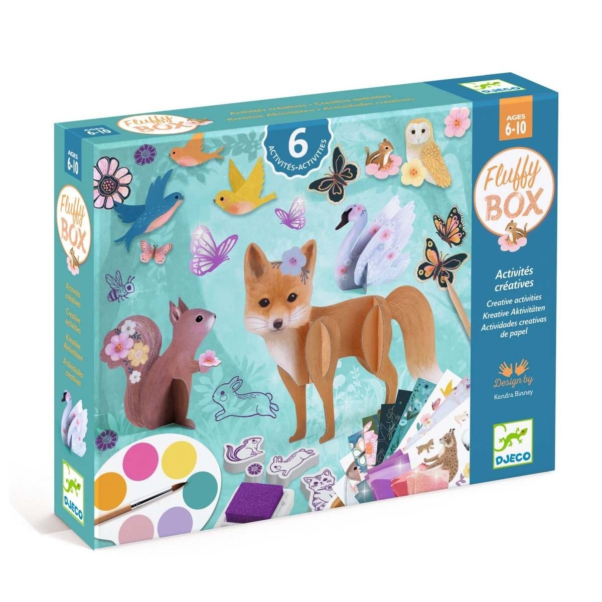 DJECO Kreativset Multi-Activity Kit Waldtiere – 6 kreative Bastelideen für Kinder ab 6